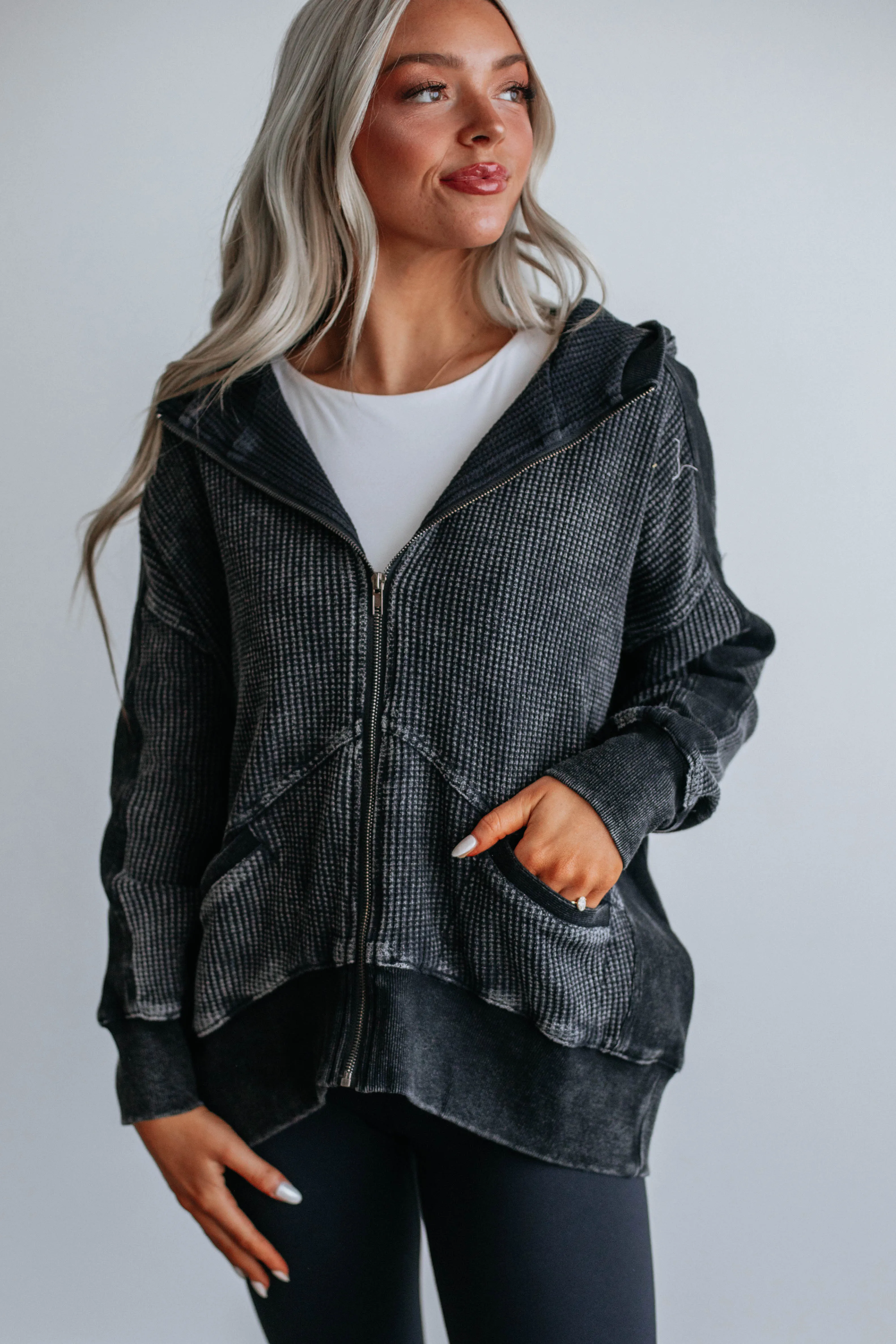Zeldine Zip-Up Jacket - Vintage Black sold by Wild Oak Boutique product image thumbnail 2