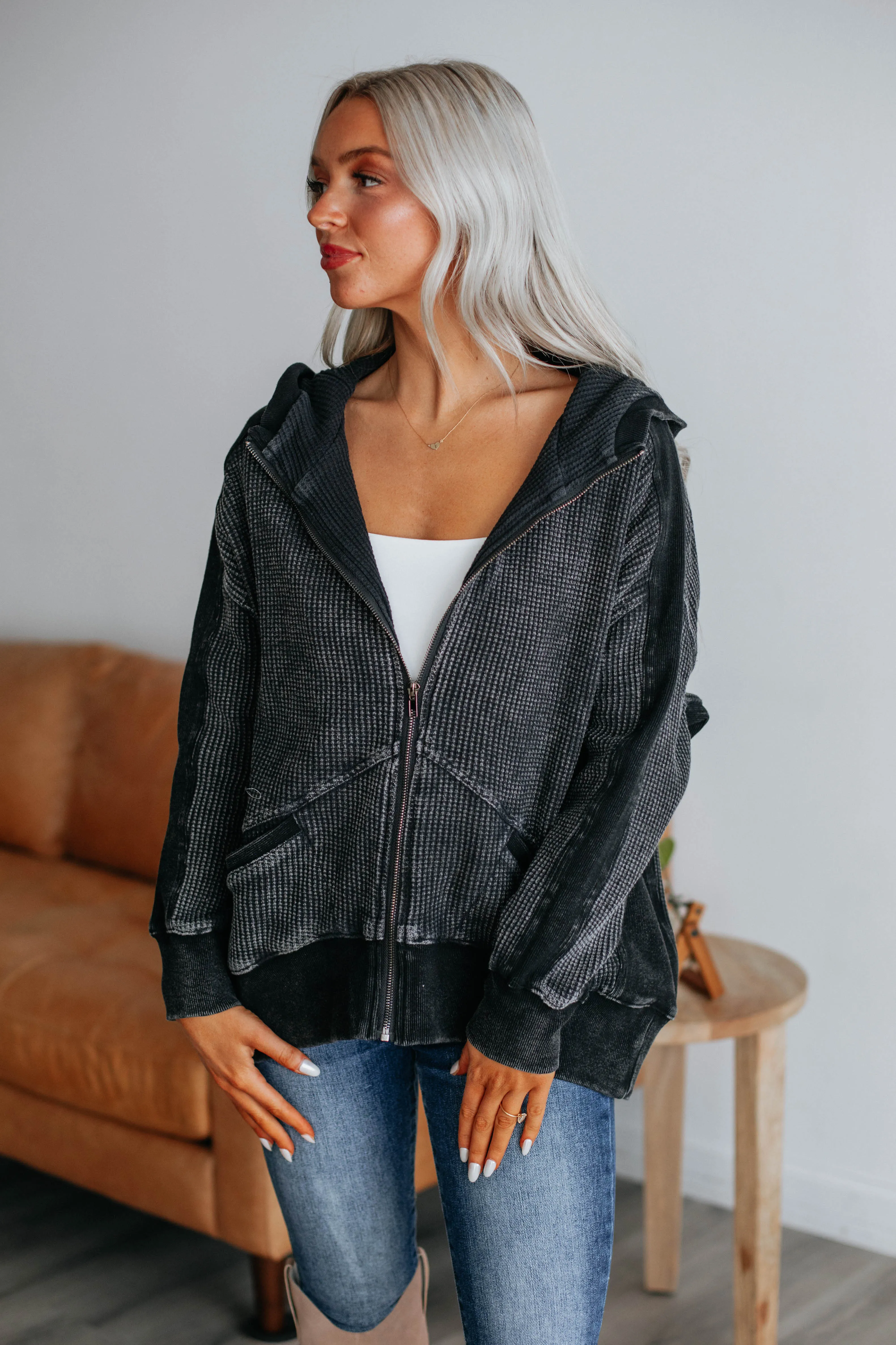Zeldine Zip-Up Jacket - Vintage Black sold by Wild Oak Boutique product image thumbnail 4