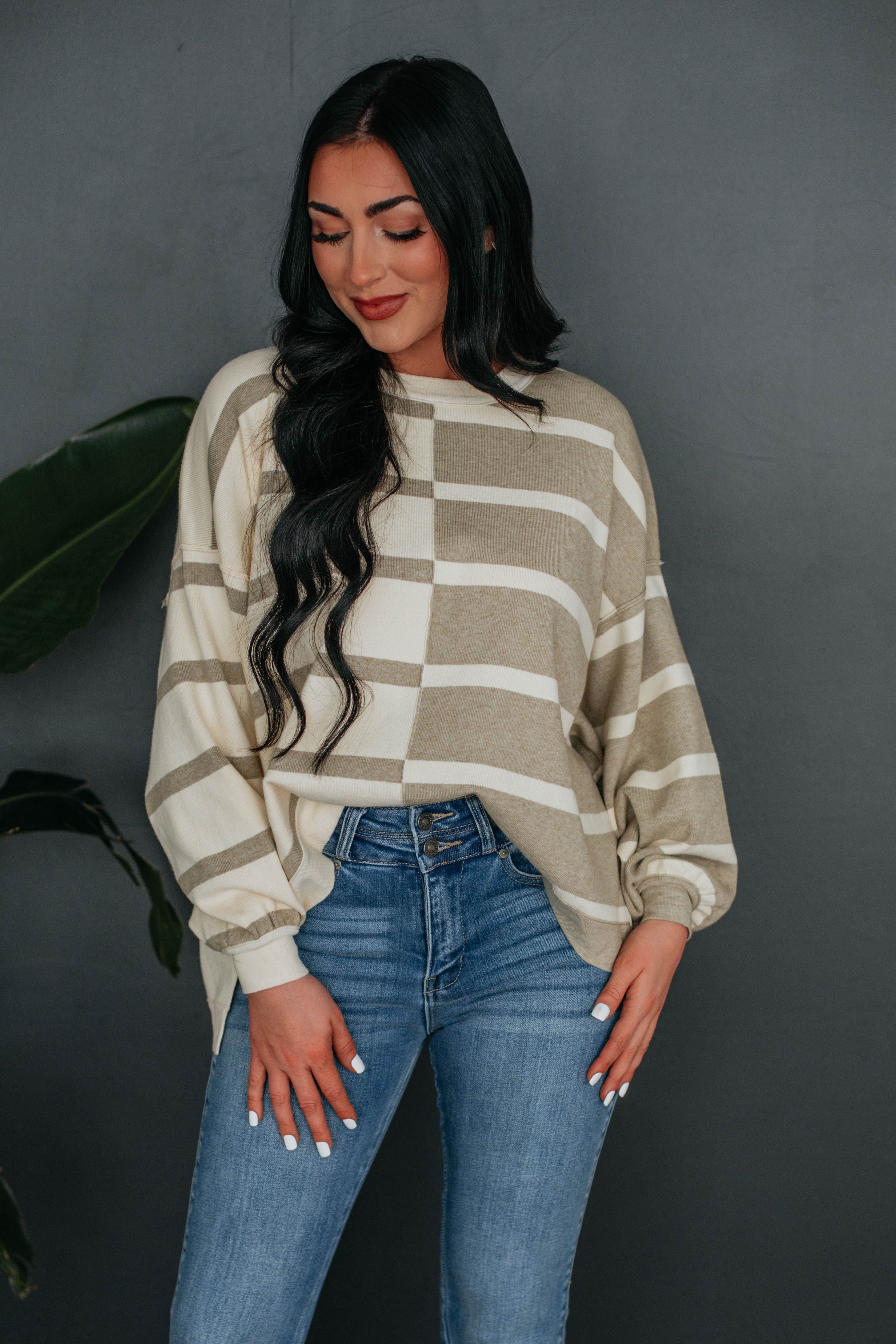 Marie Striped Sweater Top - Cream Mix sold by Wild Oak Boutique
