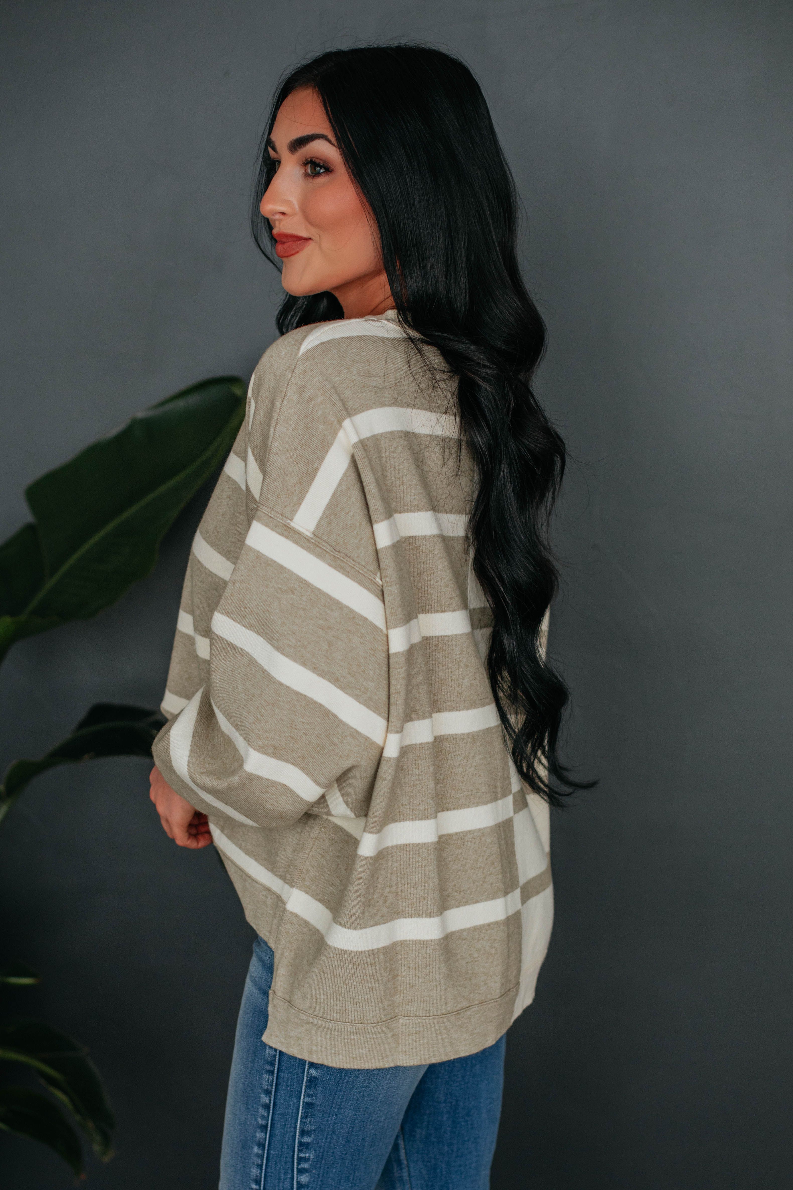 Marie Striped Sweater Top - Cream Mix sold by Wild Oak Boutique product image thumbnail 3