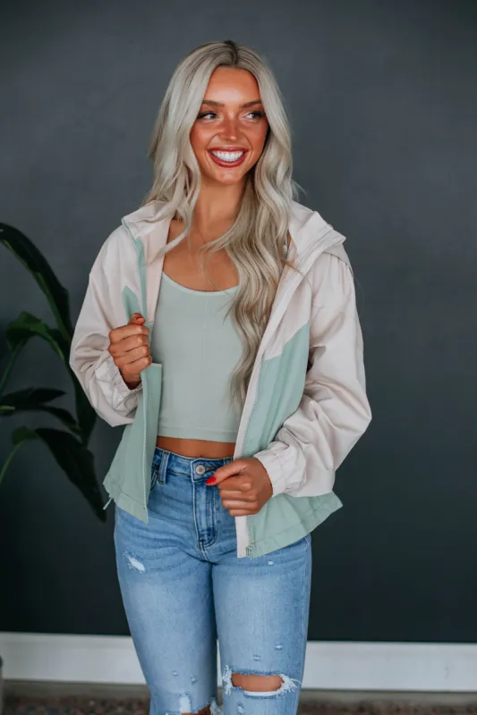 Cici Colorblock Jacket - Sage Mix sold by Wild Oak Boutique