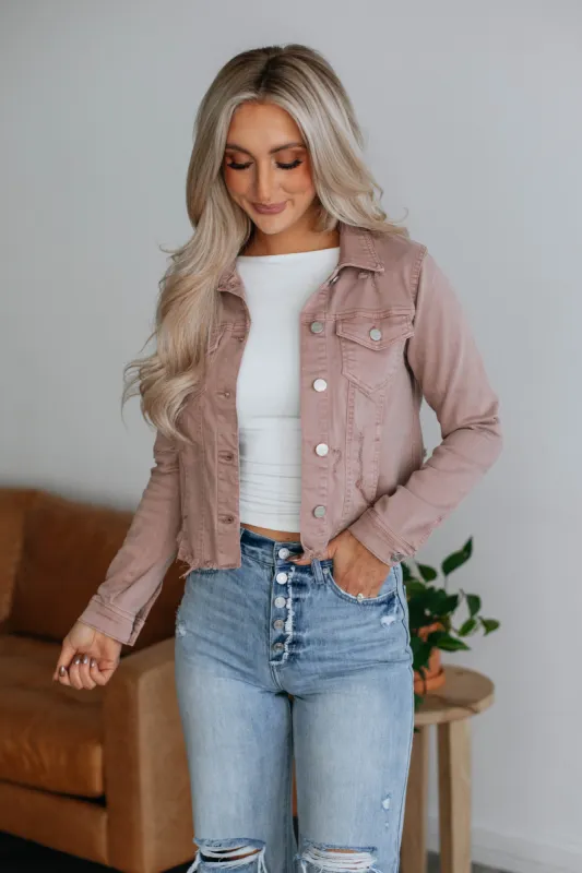 Gemma Risen Denim Jacket - Dusty Mauve sold by Wild Oak Boutique