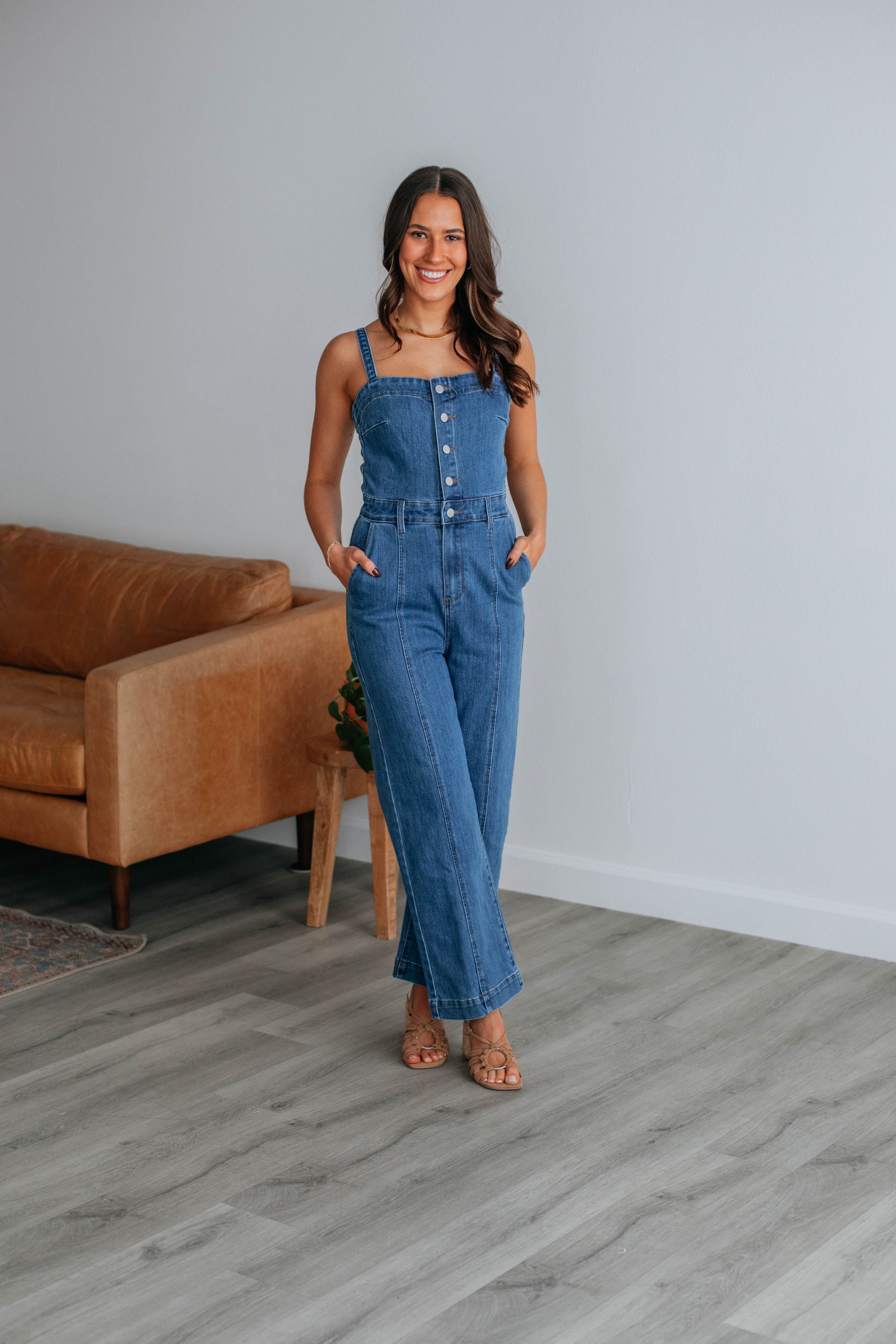Lexington Denim Jumpsuit sold by Wild Oak Boutique