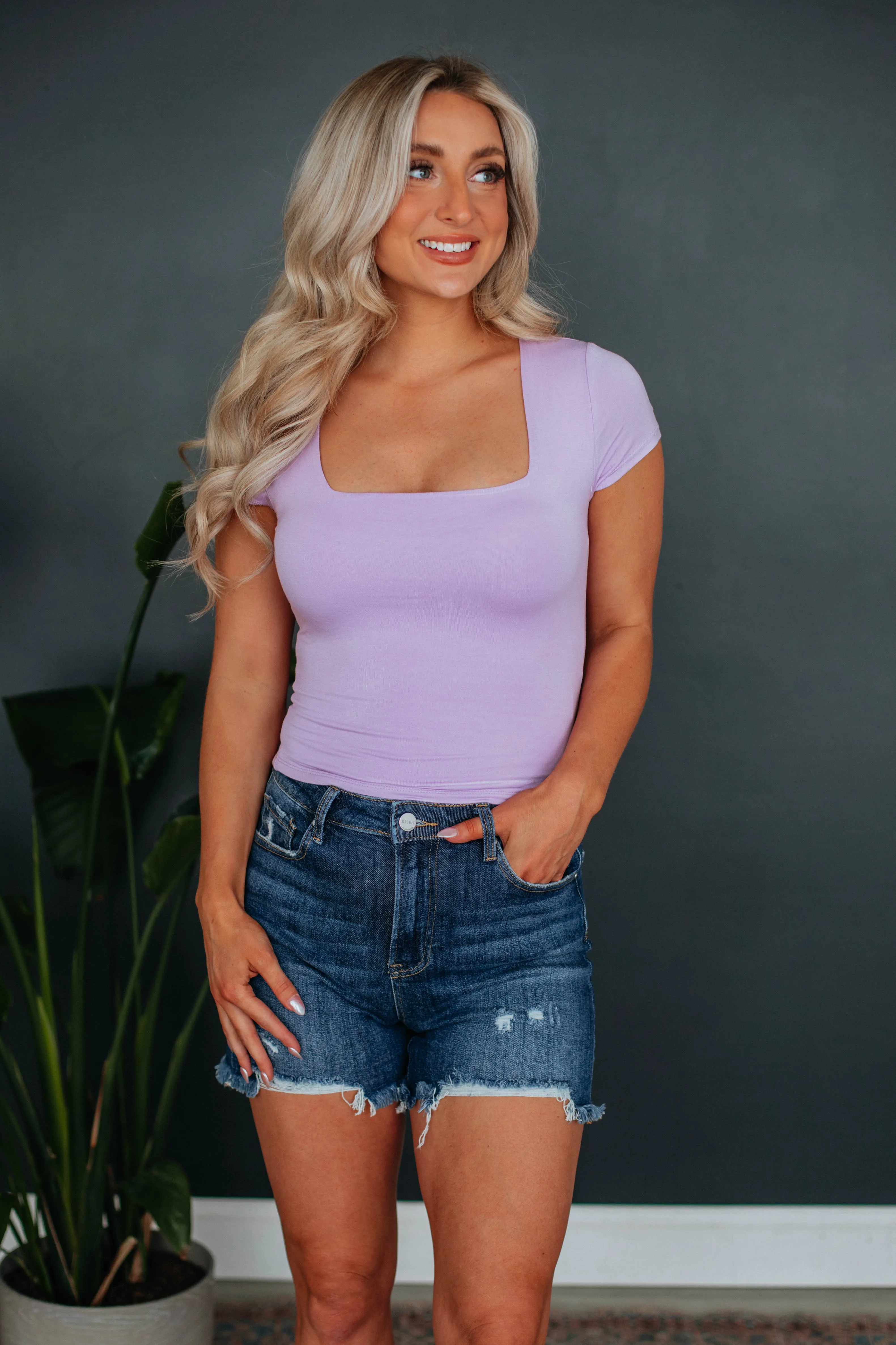 Jace Basic Top - Lavender sold by Wild Oak Boutique