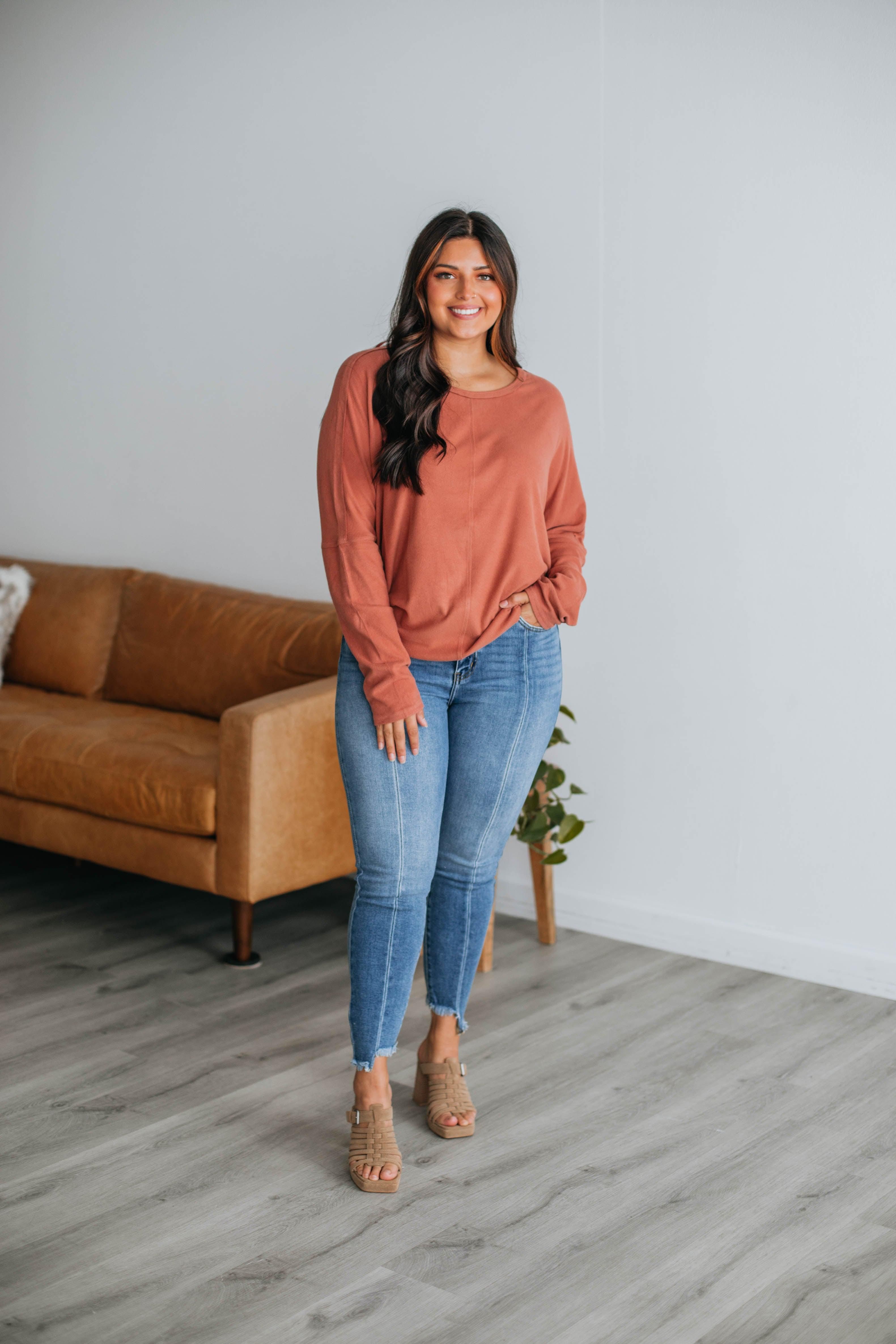 Daphne Brushed Top - Rosewood sold by Wild Oak Boutique product image thumbnail 4