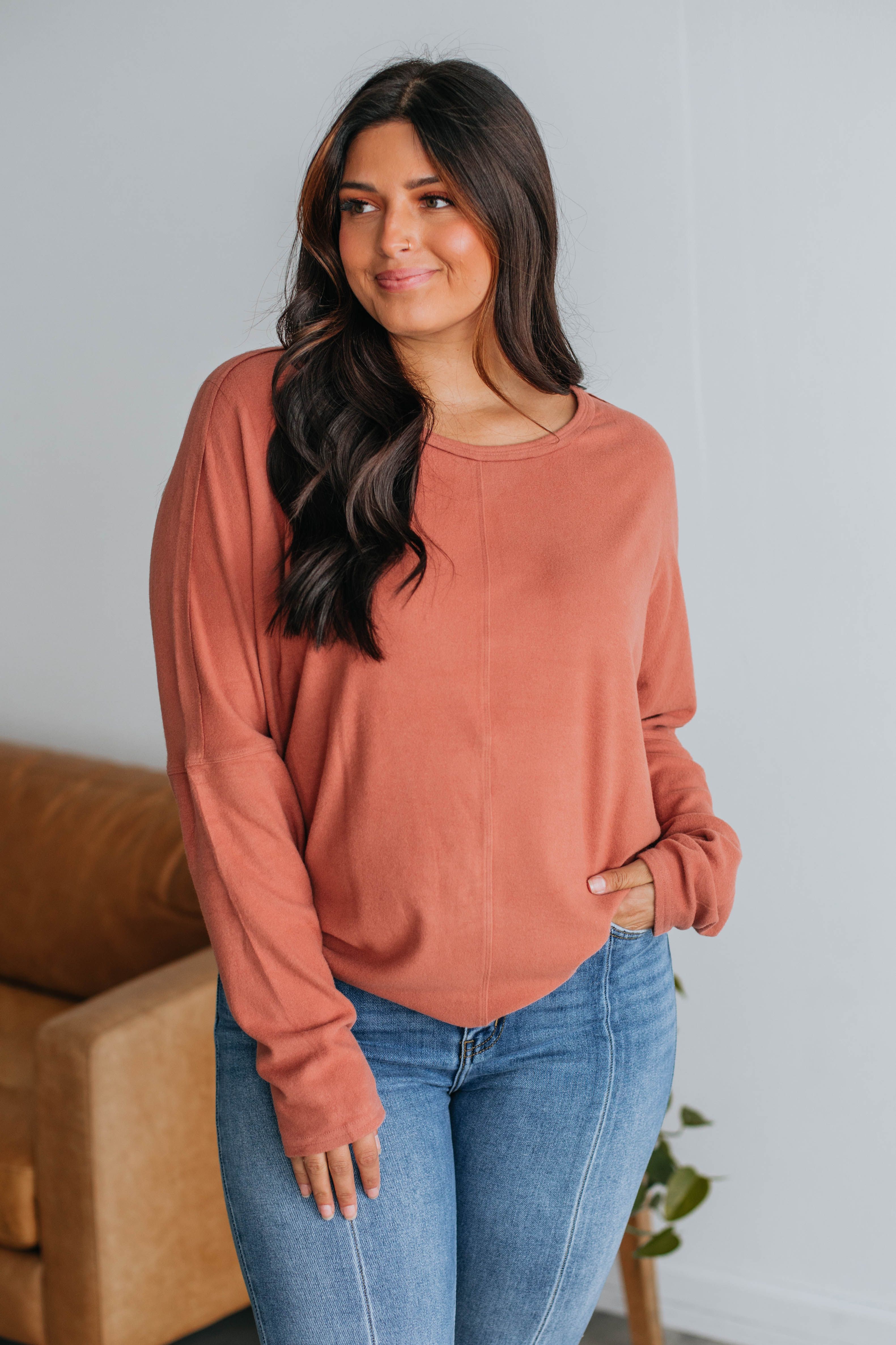 Daphne Brushed Top - Rosewood sold by Wild Oak Boutique product image thumbnail 3