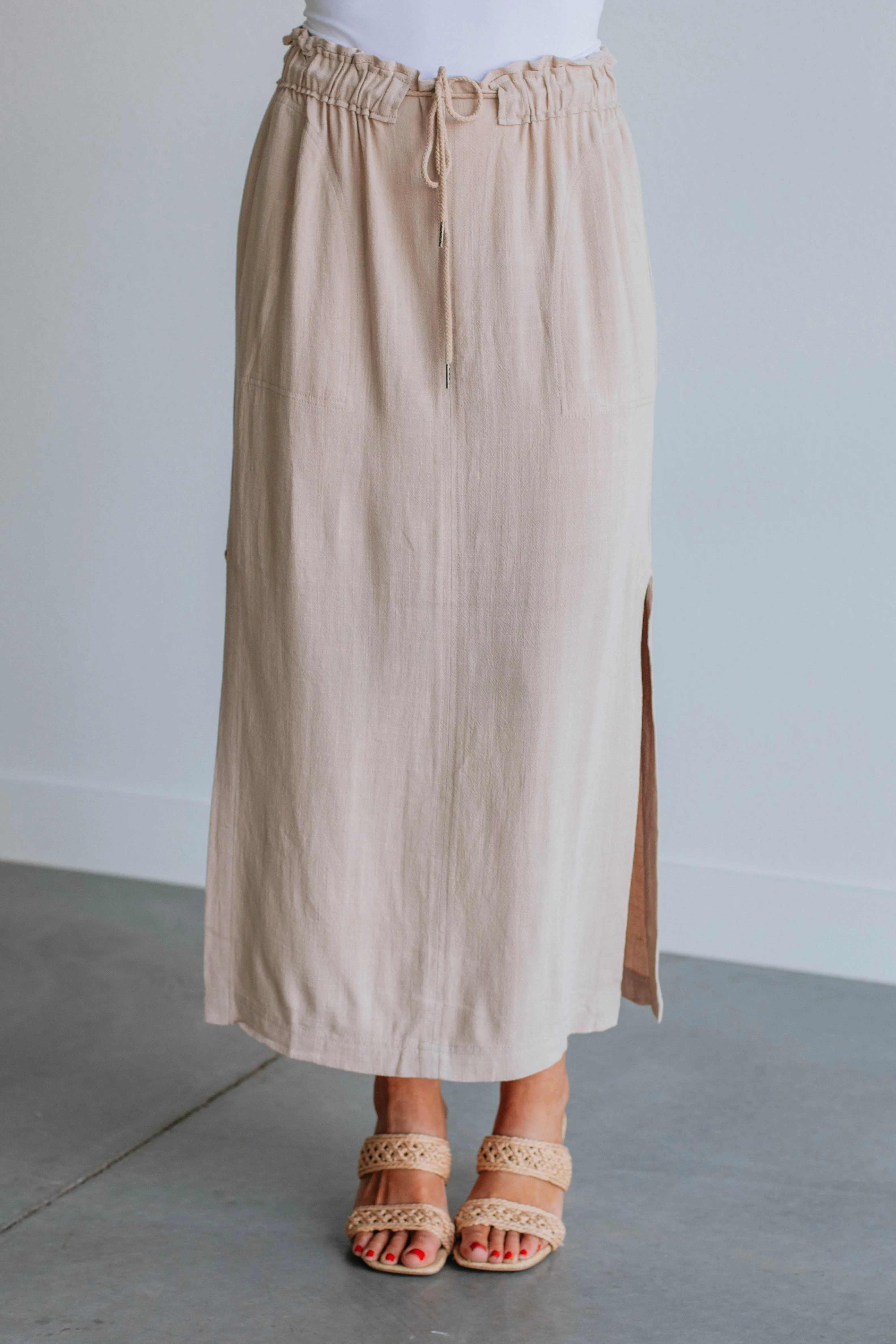 Emeline Midi Skirt - Sand sold by Wild Oak Boutique product image thumbnail 2