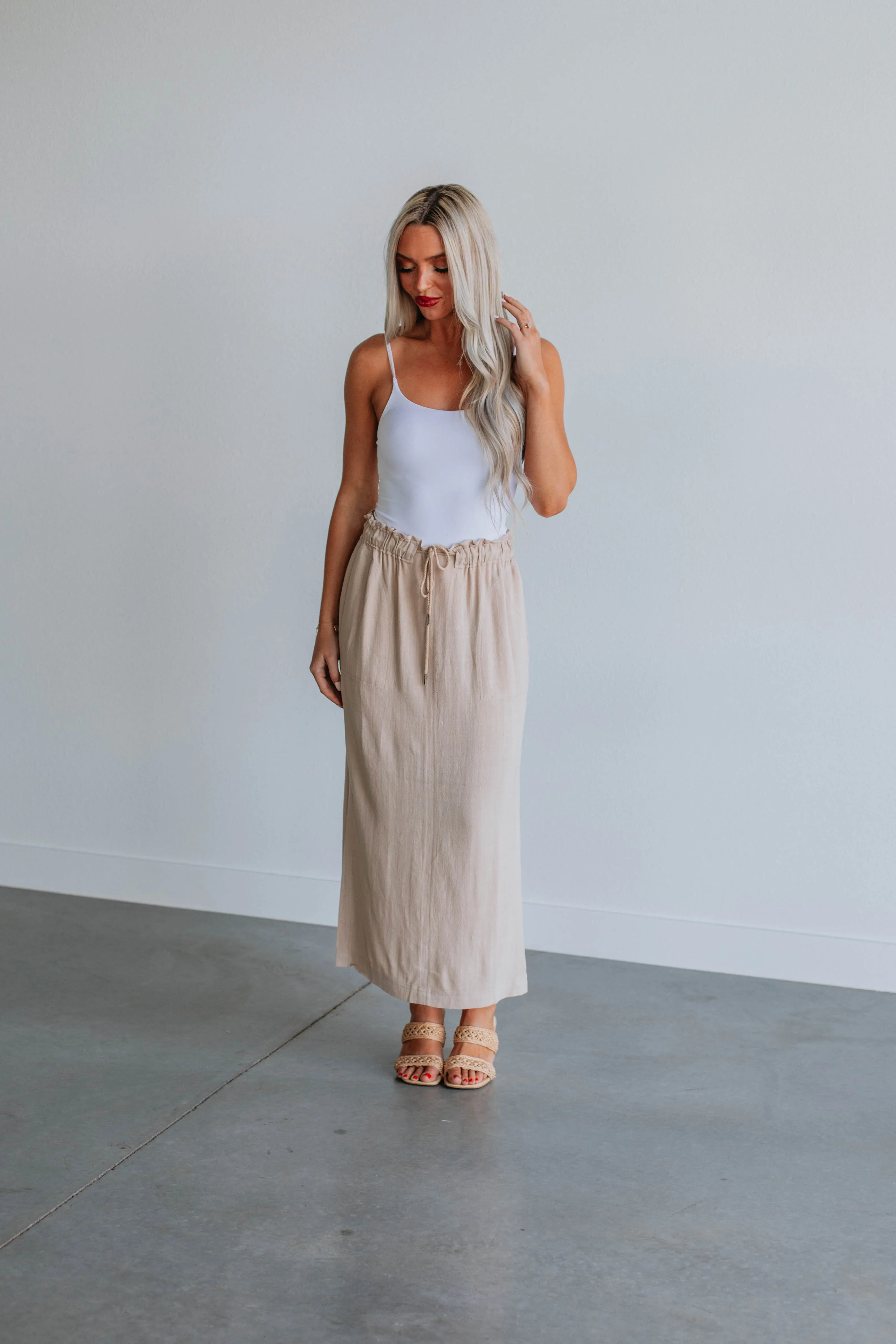 Emeline Midi Skirt - Sand sold by Wild Oak Boutique product image thumbnail 4