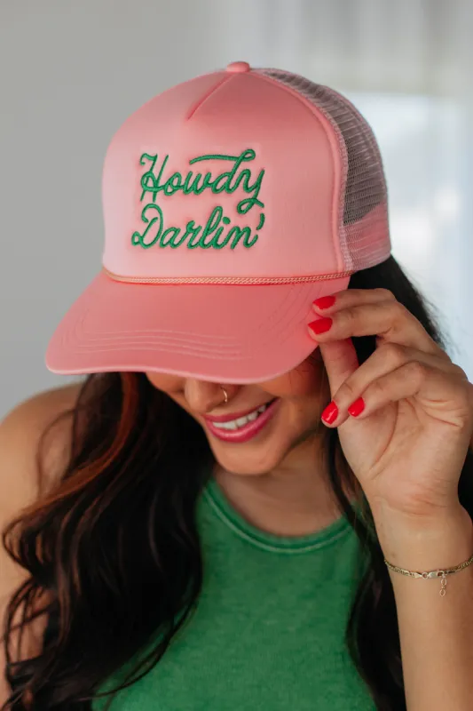 Howdy Darlin' Trucker Hat - Flamingo sold by Wild Oak Boutique