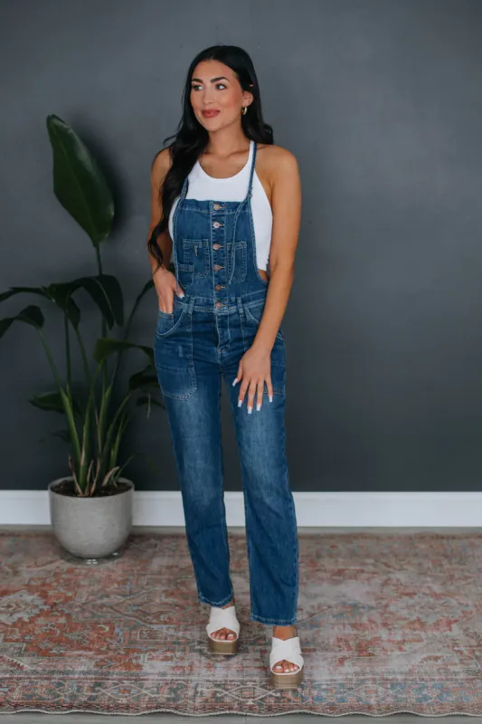 Lilia Denim Overalls - Dark Wash sold by Wild Oak Boutique