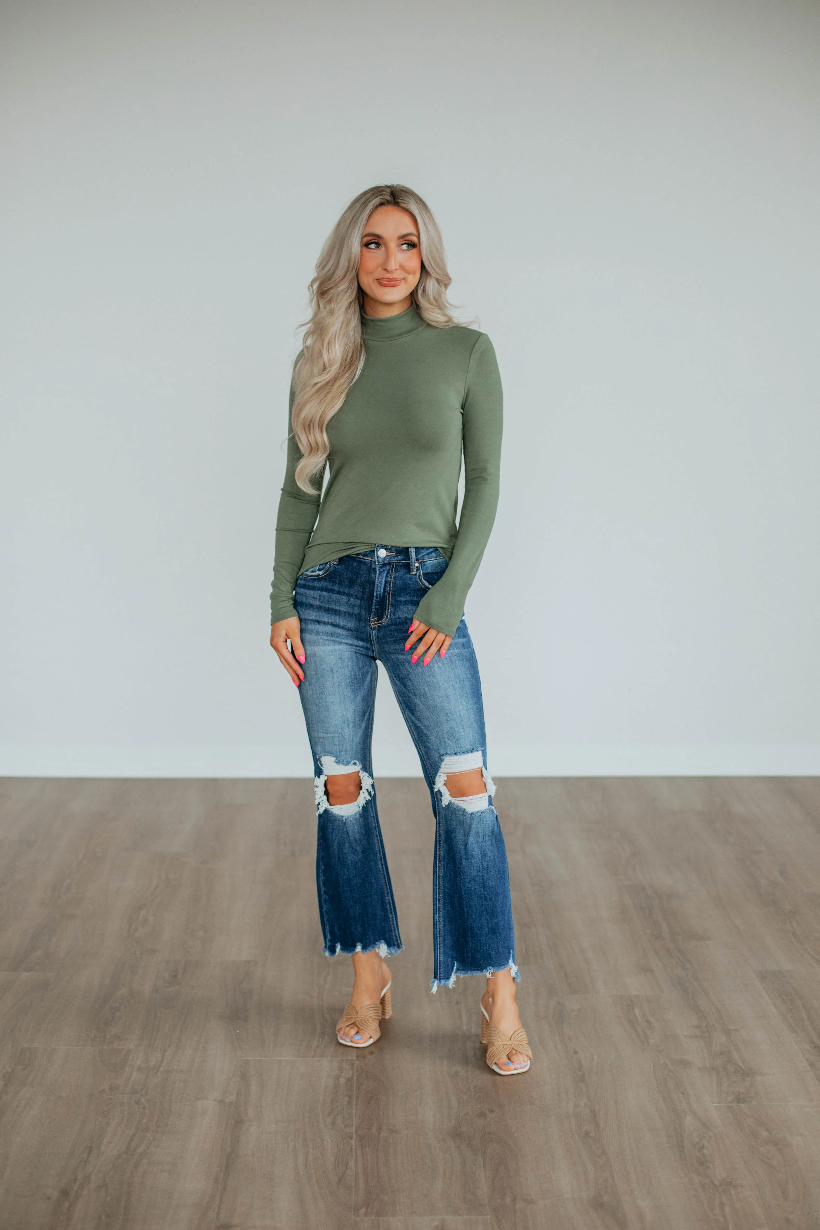 Evelina Mock Neck Top - Pine sold by Wild Oak Boutique product image thumbnail 2