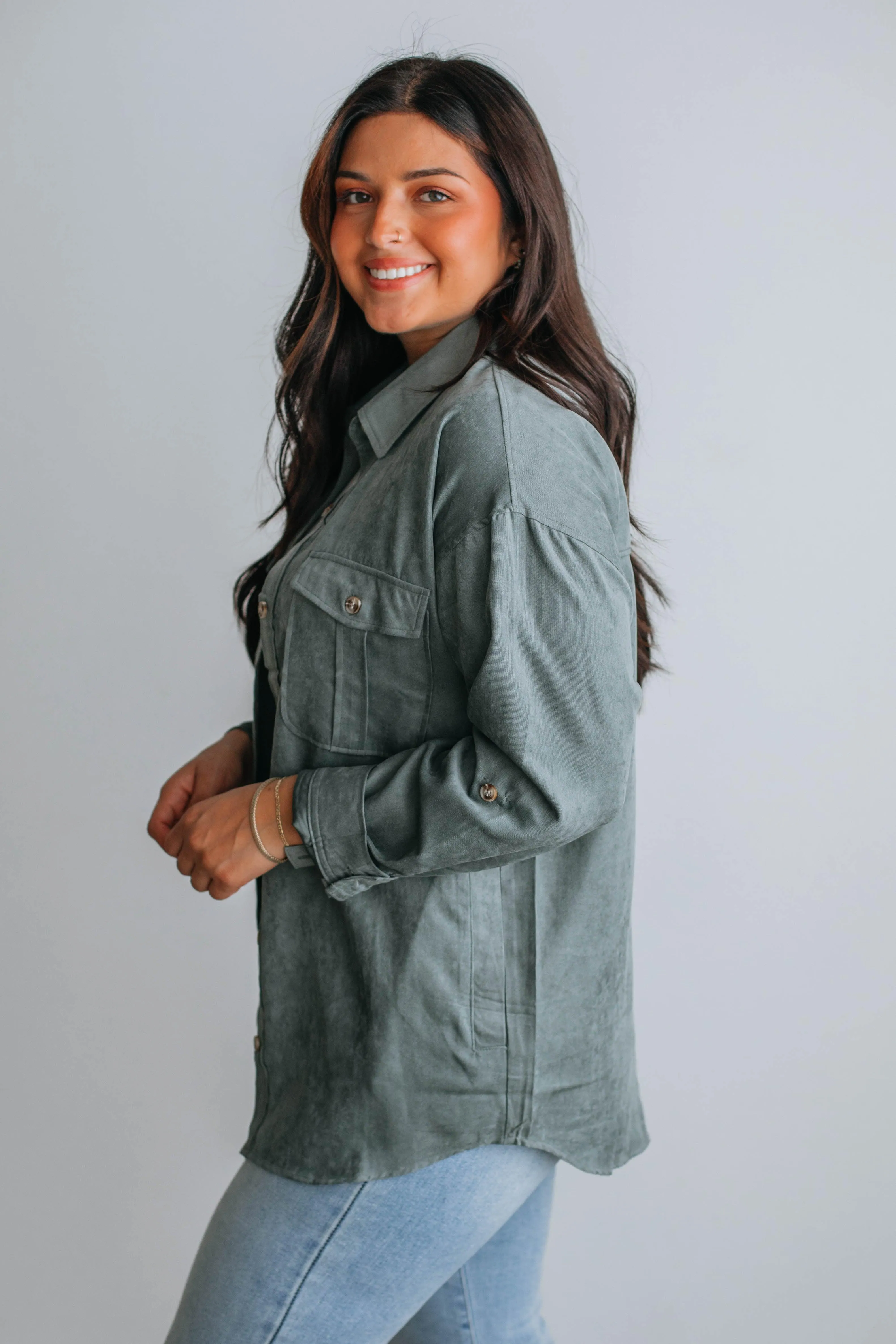 Harlem Lightweight Shacket - Spruce sold by Wild Oak Boutique product image thumbnail 3