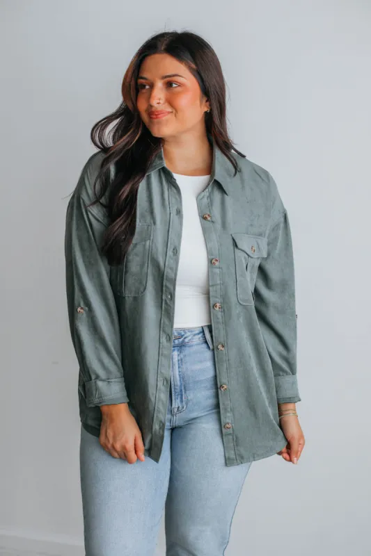 Harlem Lightweight Shacket - Spruce sold by Wild Oak Boutique