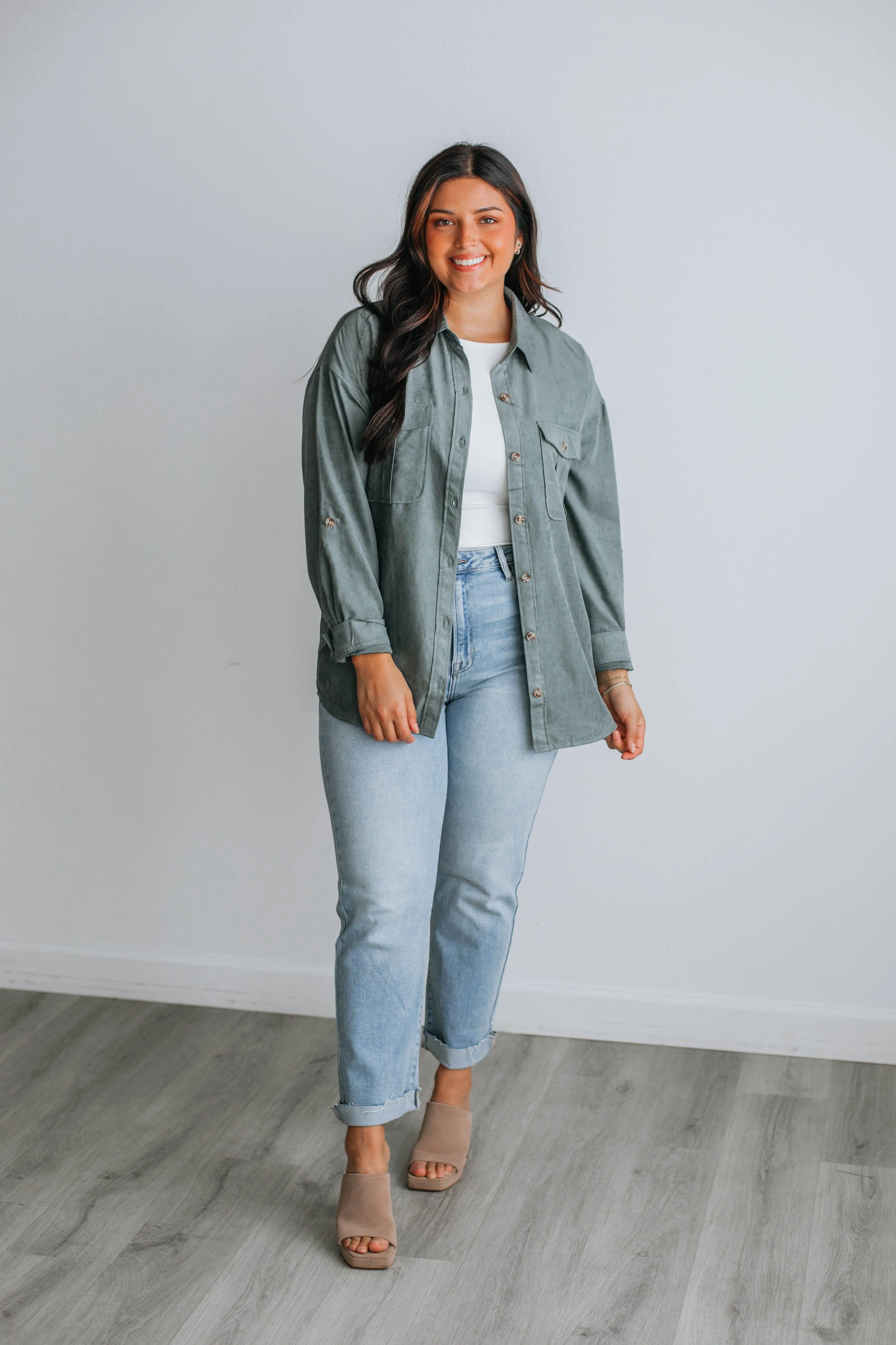 Harlem Lightweight Shacket - Spruce sold by Wild Oak Boutique product image thumbnail 2