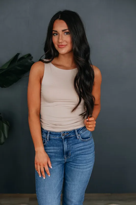 Ariel Basic Tank - Light Taupe sold by Wild Oak Boutique