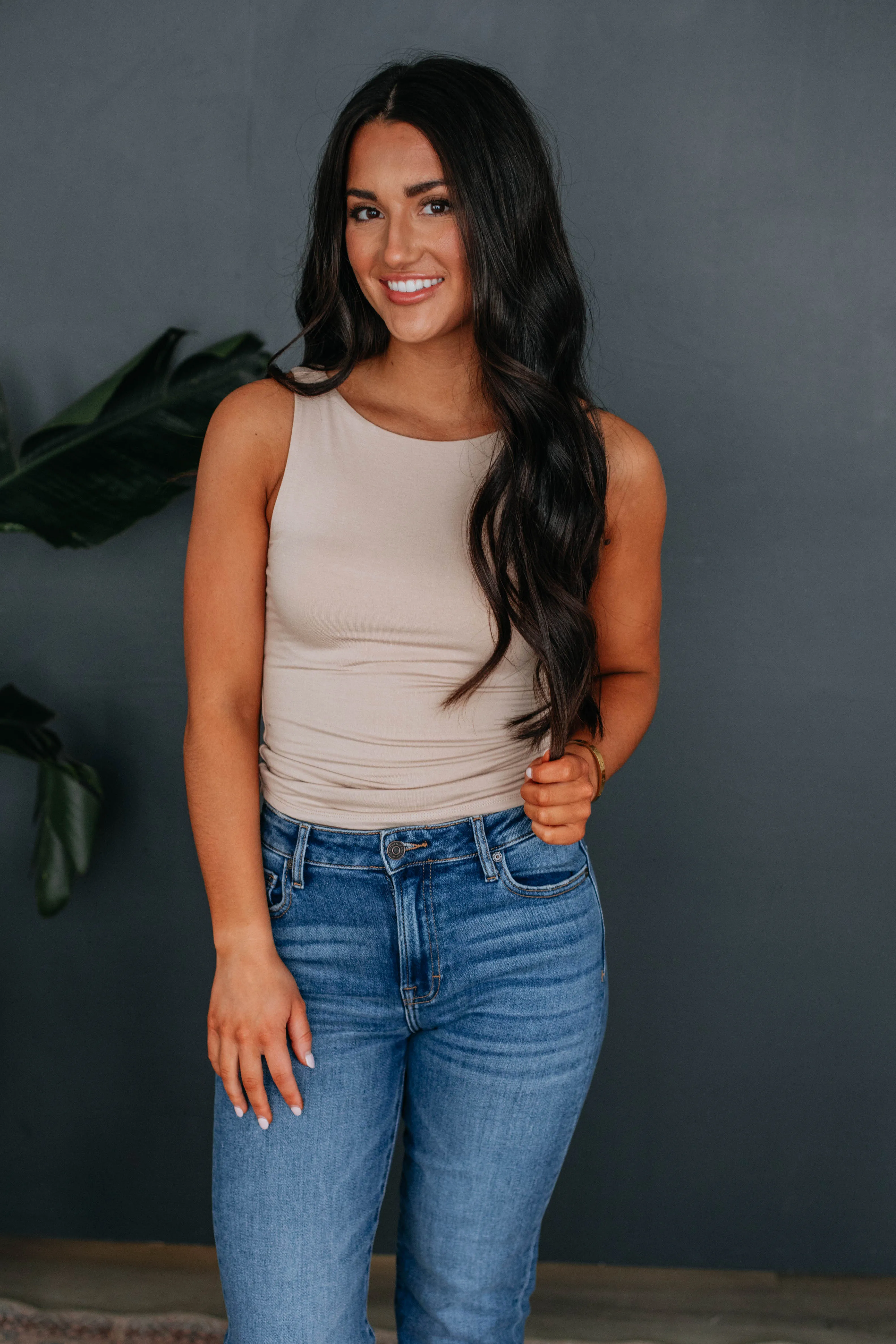 Ariel Basic Tank - Light Taupe sold by Wild Oak Boutique product image thumbnail 4