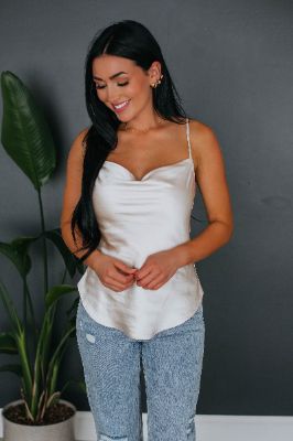 Wiley Satin Tank - Champagne sold by Wild Oak Boutique