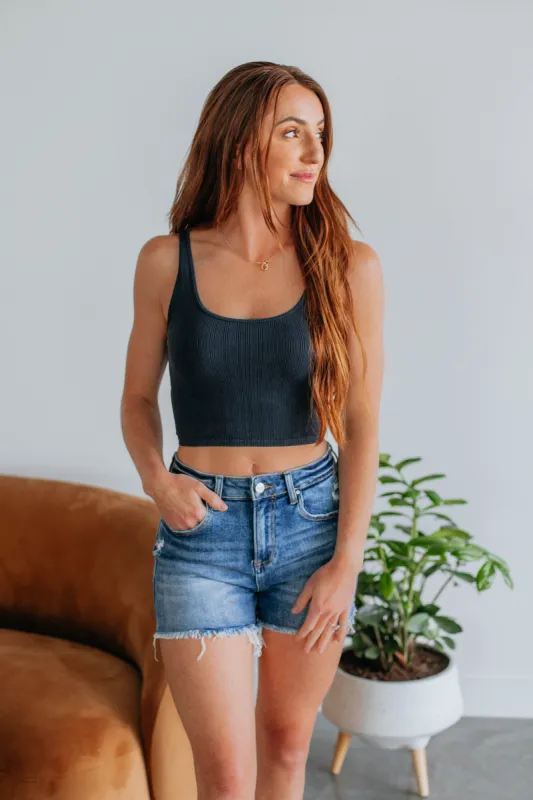 Drew Ribbed Tank - Vintage Black sold by Wild Oak Boutique