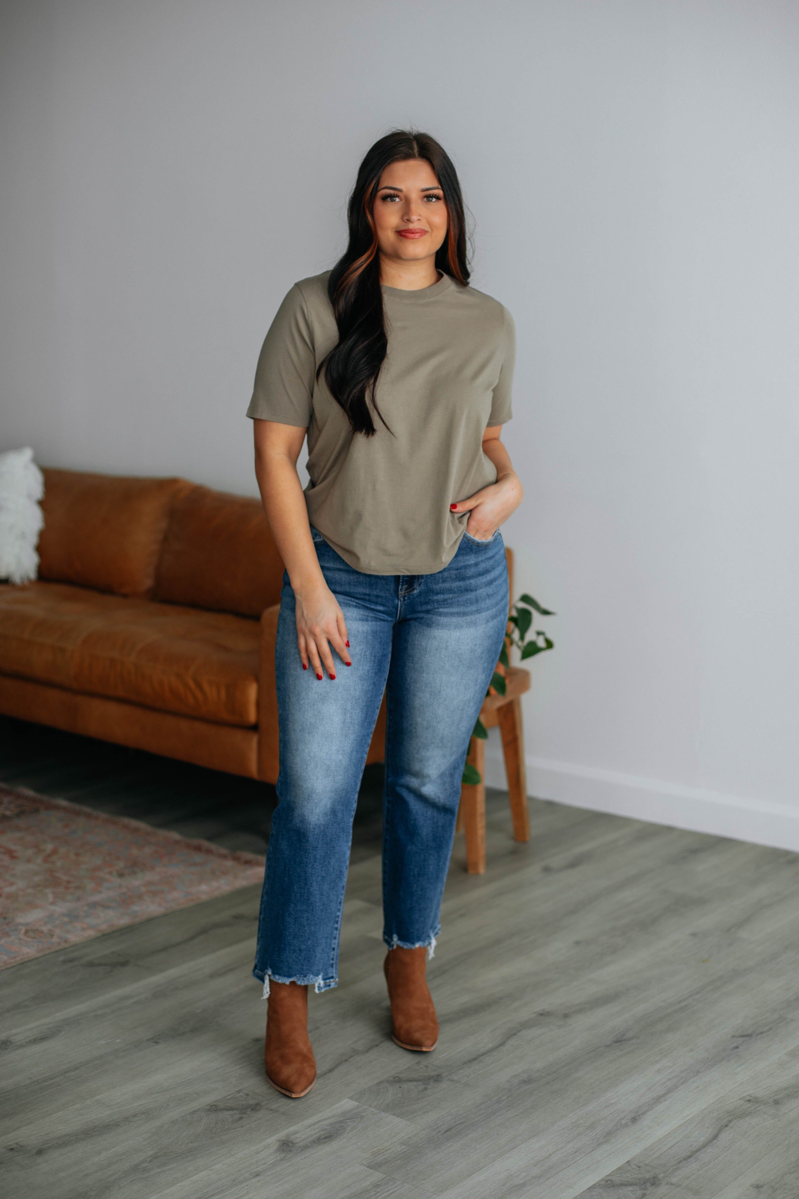 Levins Basic Tee - Light Olive sold by Wild Oak Boutique product image thumbnail 2