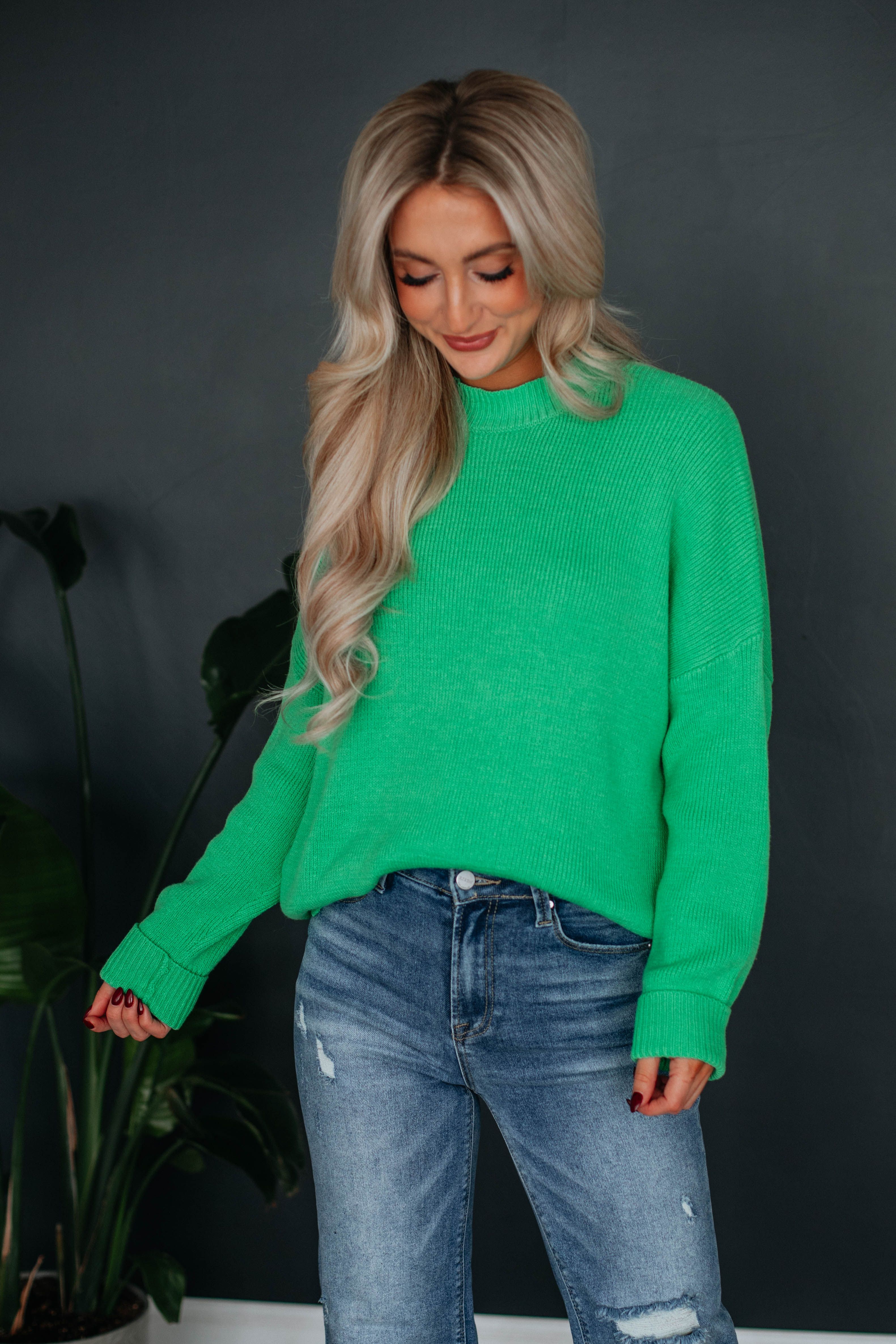 Chelsea Mock Neck Sweater - Apple sold by Wild Oak Boutique