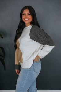 Miranda Colorblock Sweater - Taupe Mix sold by Wild Oak Boutique