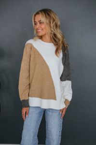 Miranda Colorblock Sweater - Taupe Mix sold by Wild Oak Boutique