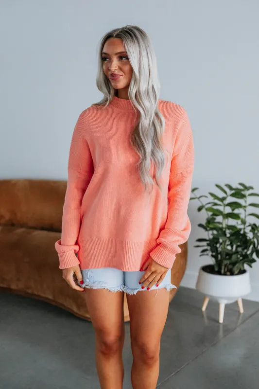 Chelsea Mock Neck Sweater - Watermelon sold by Wild Oak Boutique