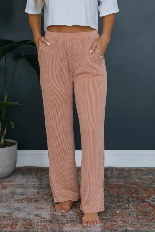 Jax Ribbed Lounge Pants - Salmon sold by Wild Oak Boutique