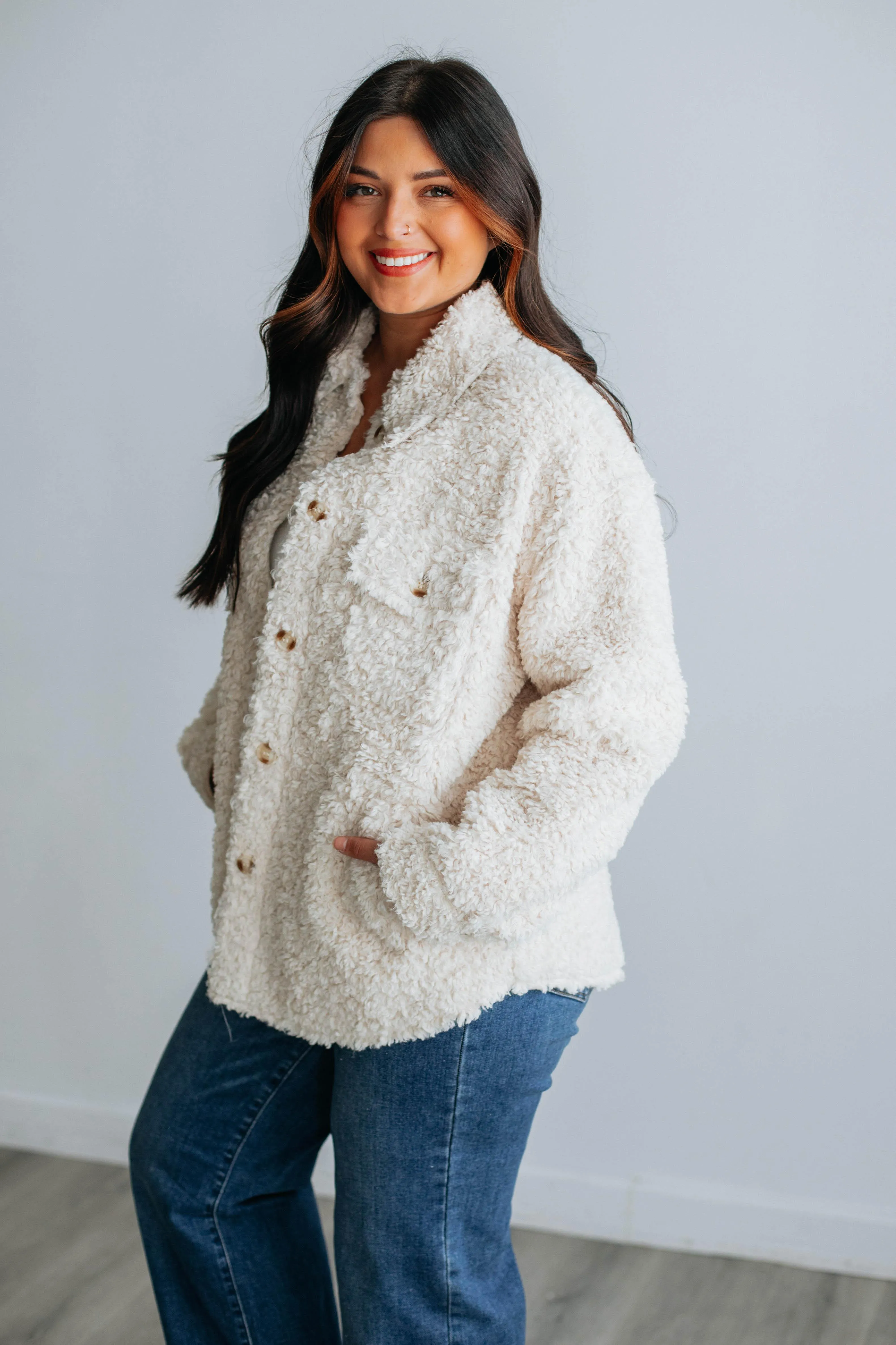 Bundle Up Shacket - Ecru sold by Wild Oak Boutique product image thumbnail 4