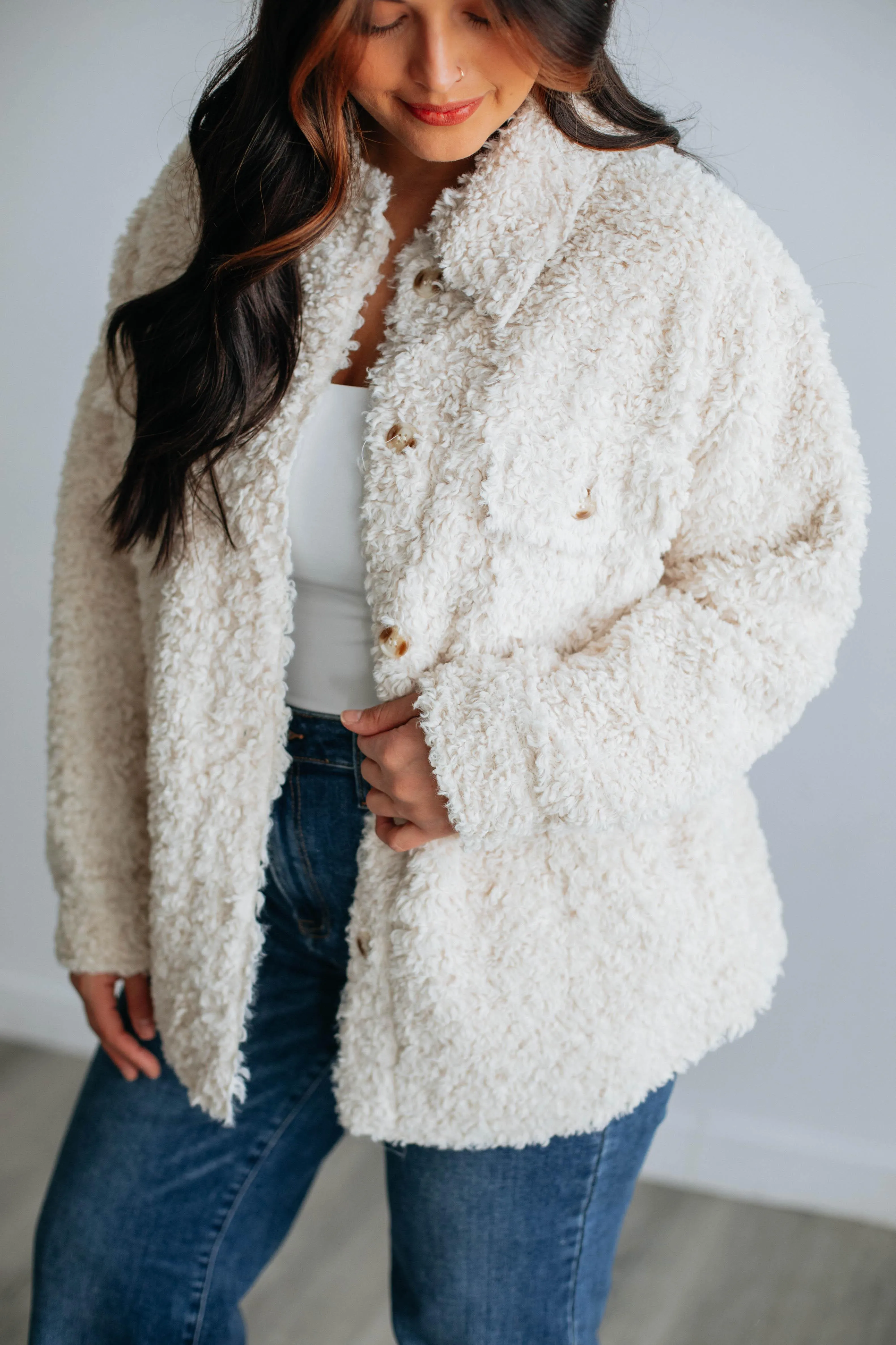 Bundle Up Shacket - Ecru sold by Wild Oak Boutique product image thumbnail 2