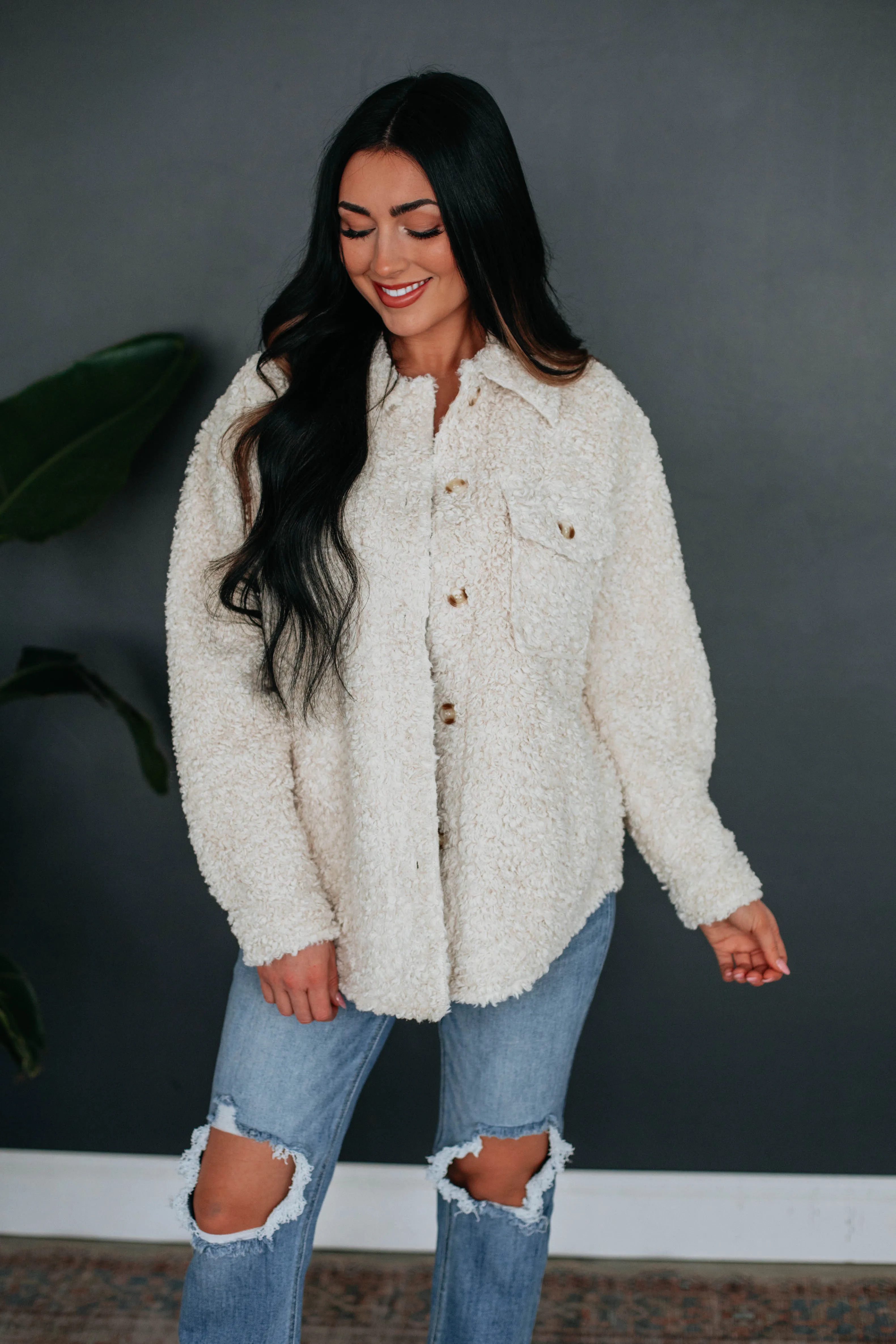 Bundle Up Shacket - Ecru sold by Wild Oak Boutique