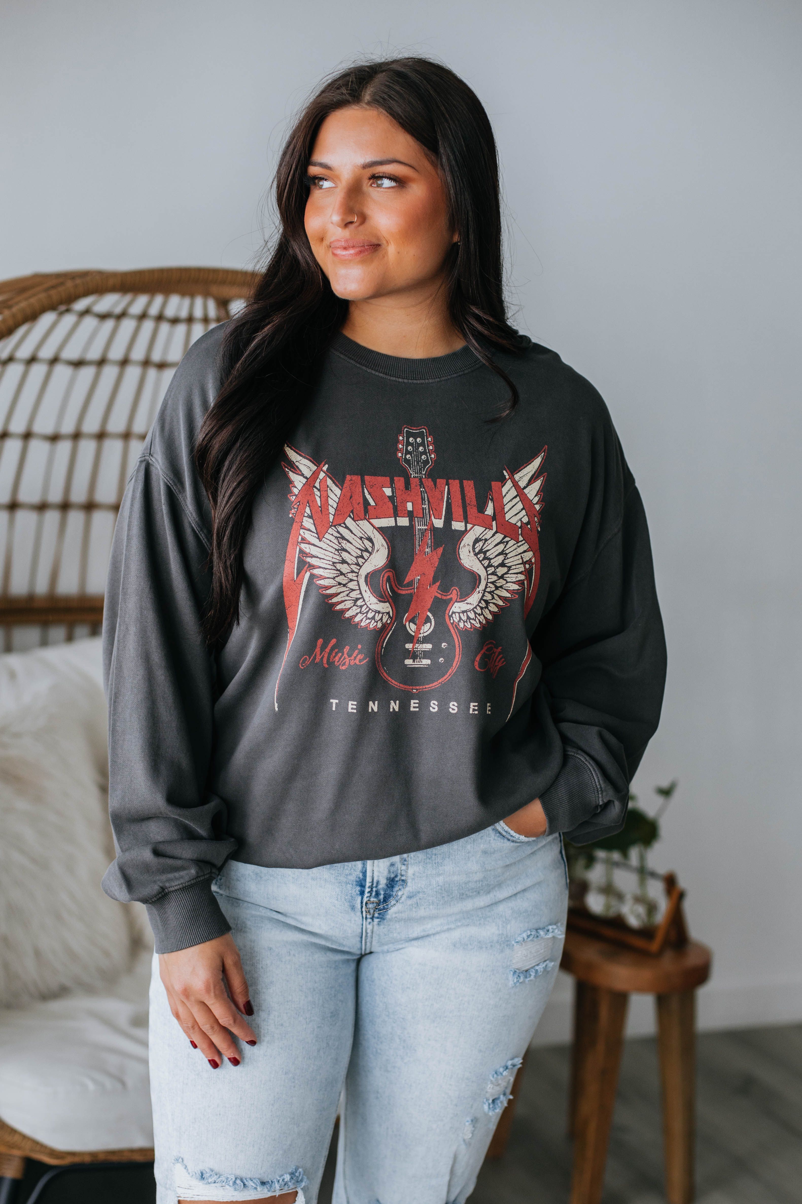 Nashville Graphic Crewneck sold by Wild Oak Boutique product image thumbnail 4