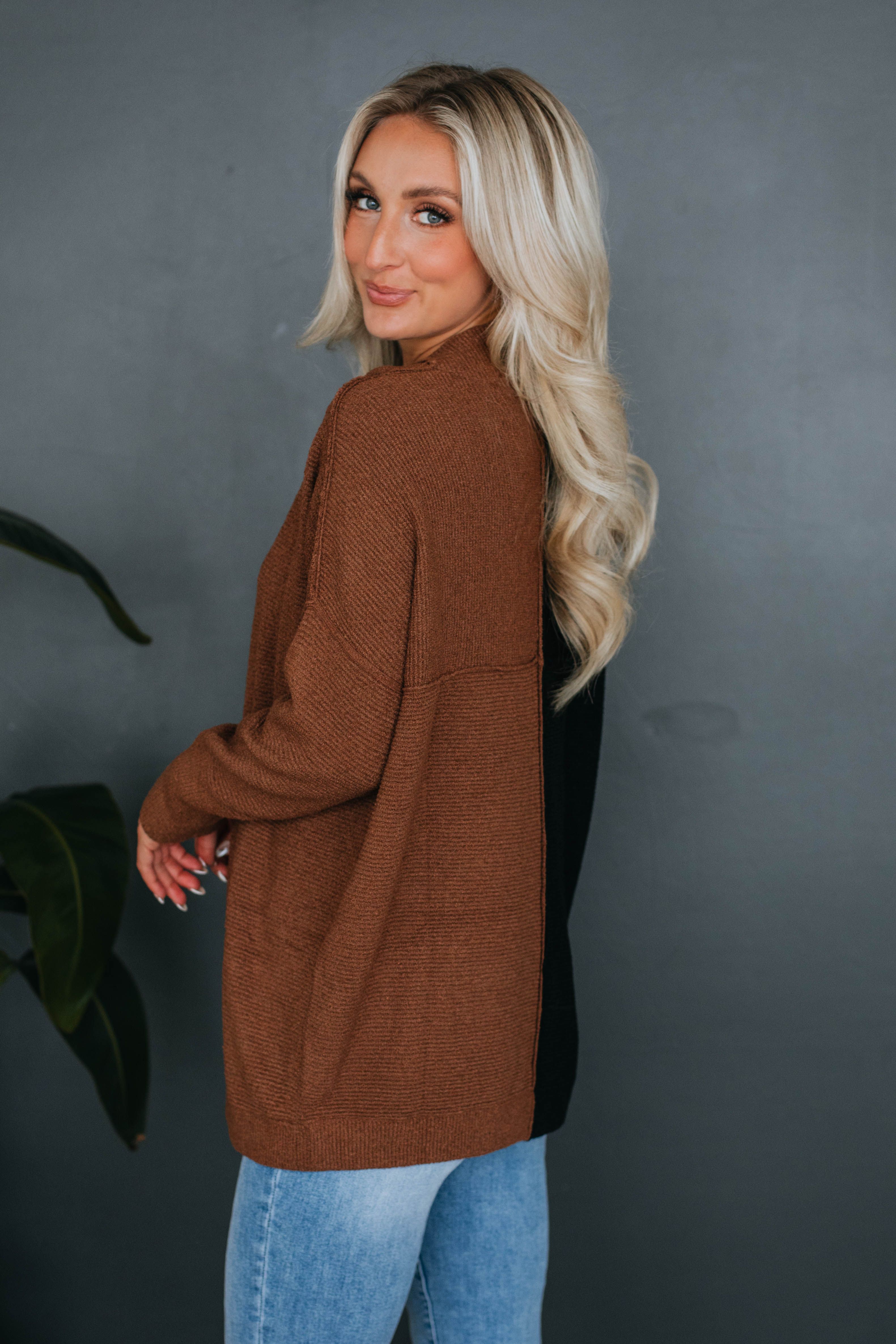 Beckham Colorblock Sweater - Chocolate Mix sold by Wild Oak Boutique product image thumbnail 3