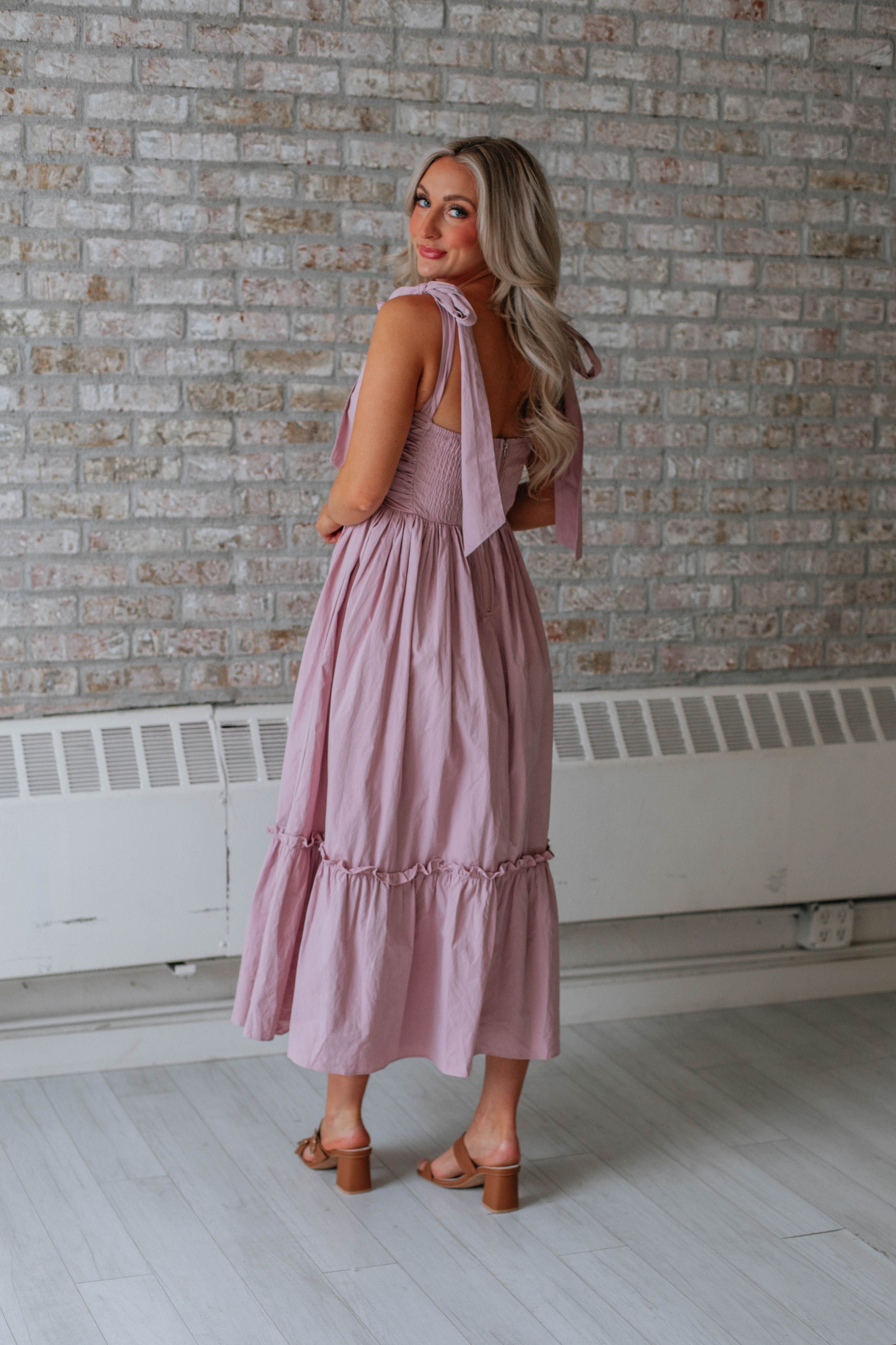 Rosalyn Midi Dress - Dusty Mauve sold by Wild Oak Boutique product image thumbnail 3