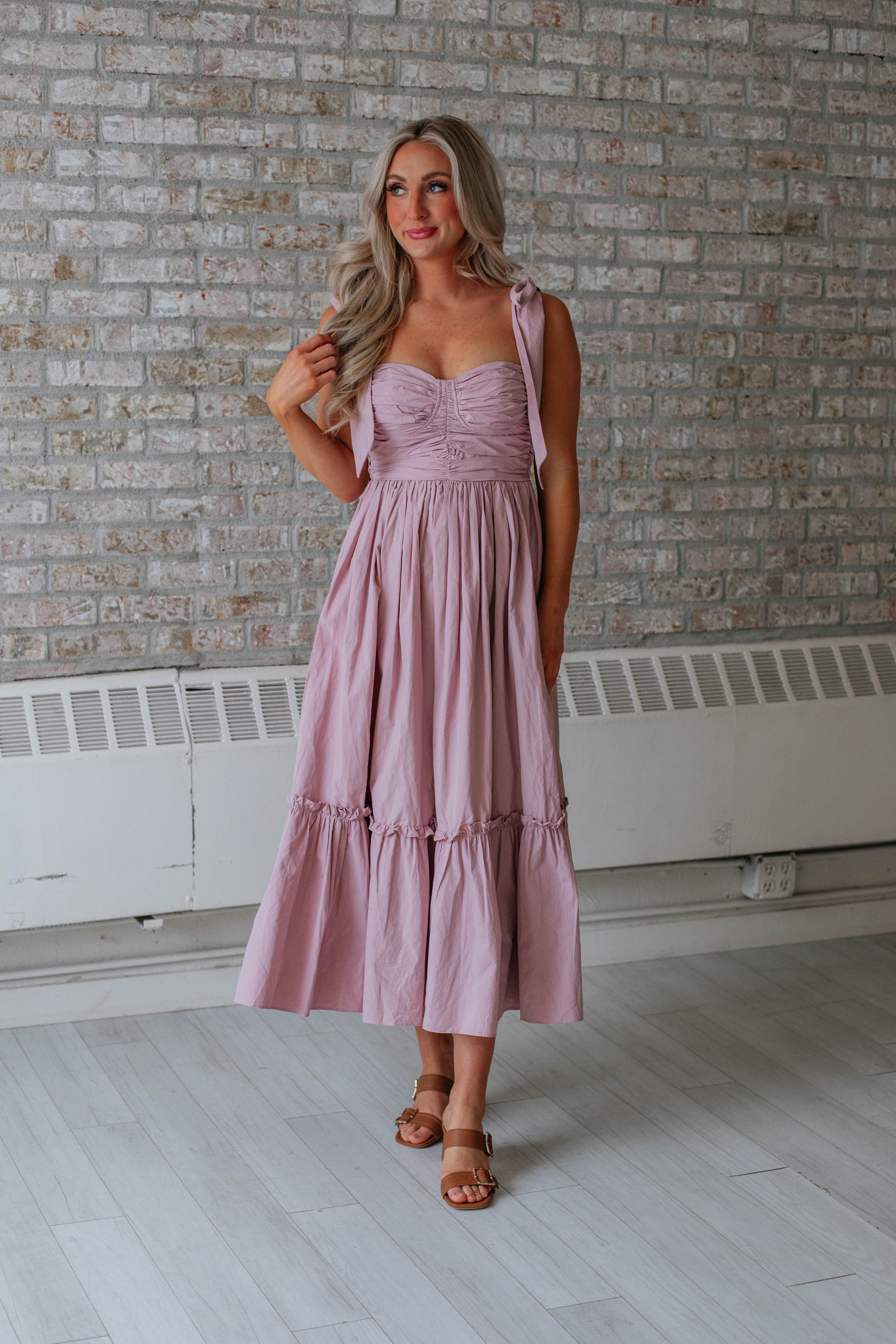 Rosalyn Midi Dress - Dusty Mauve sold by Wild Oak Boutique