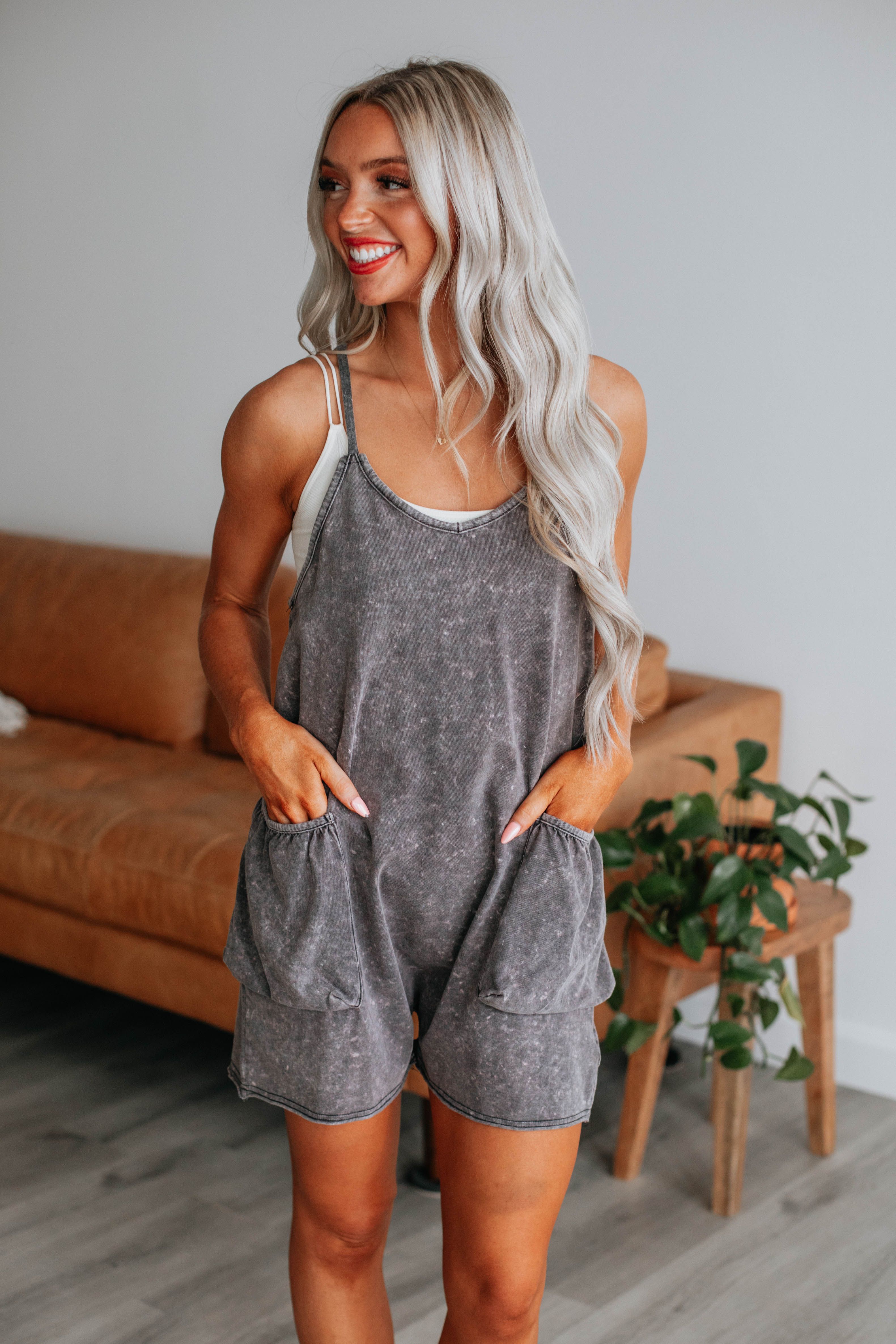 Oakley Lounge Romper - Charcoal sold by Wild Oak Boutique product image thumbnail 5
