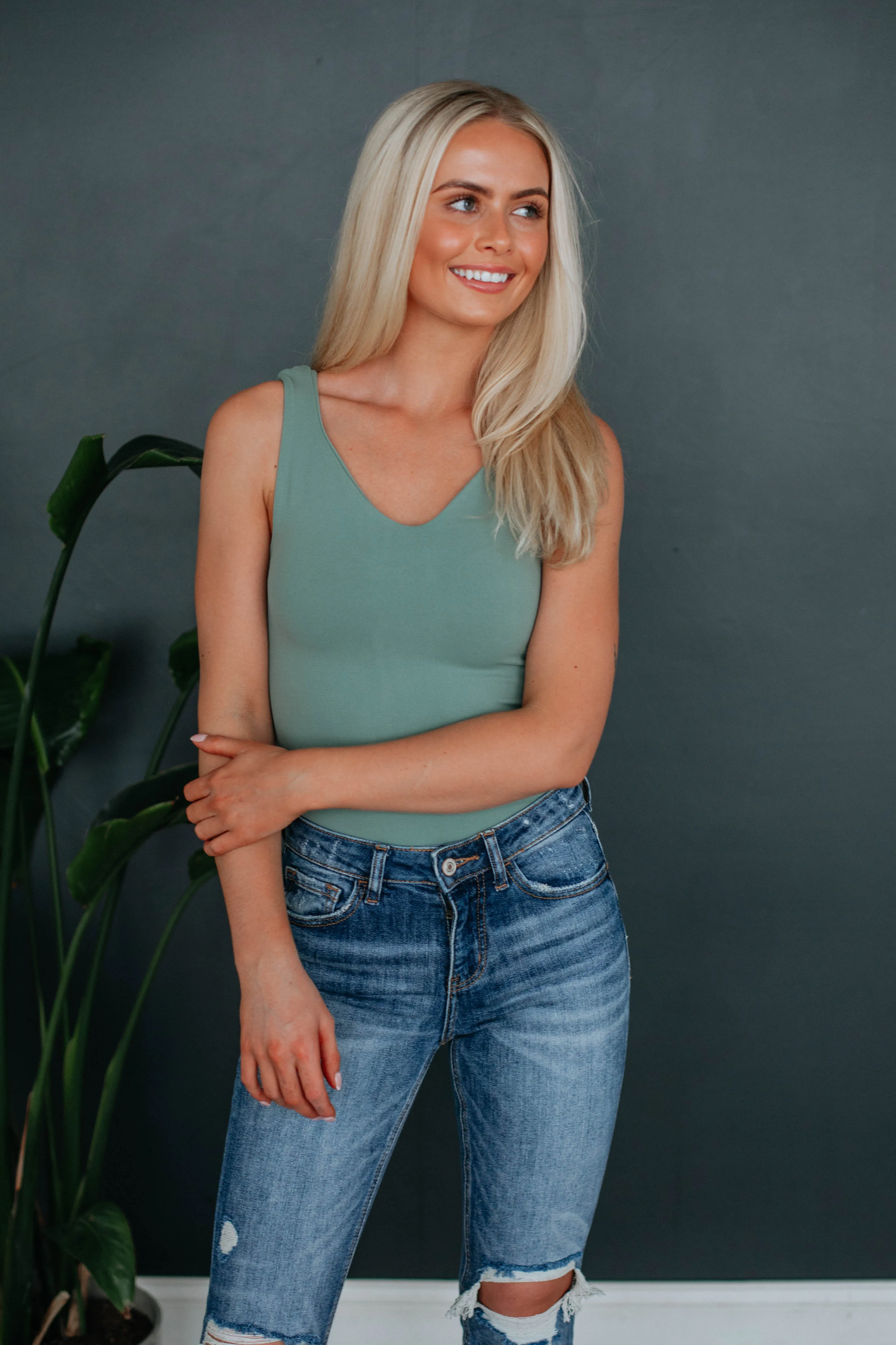 Sweet & Simple Bodysuit - Dusty Sage sold by Wild Oak Boutique product image thumbnail 5