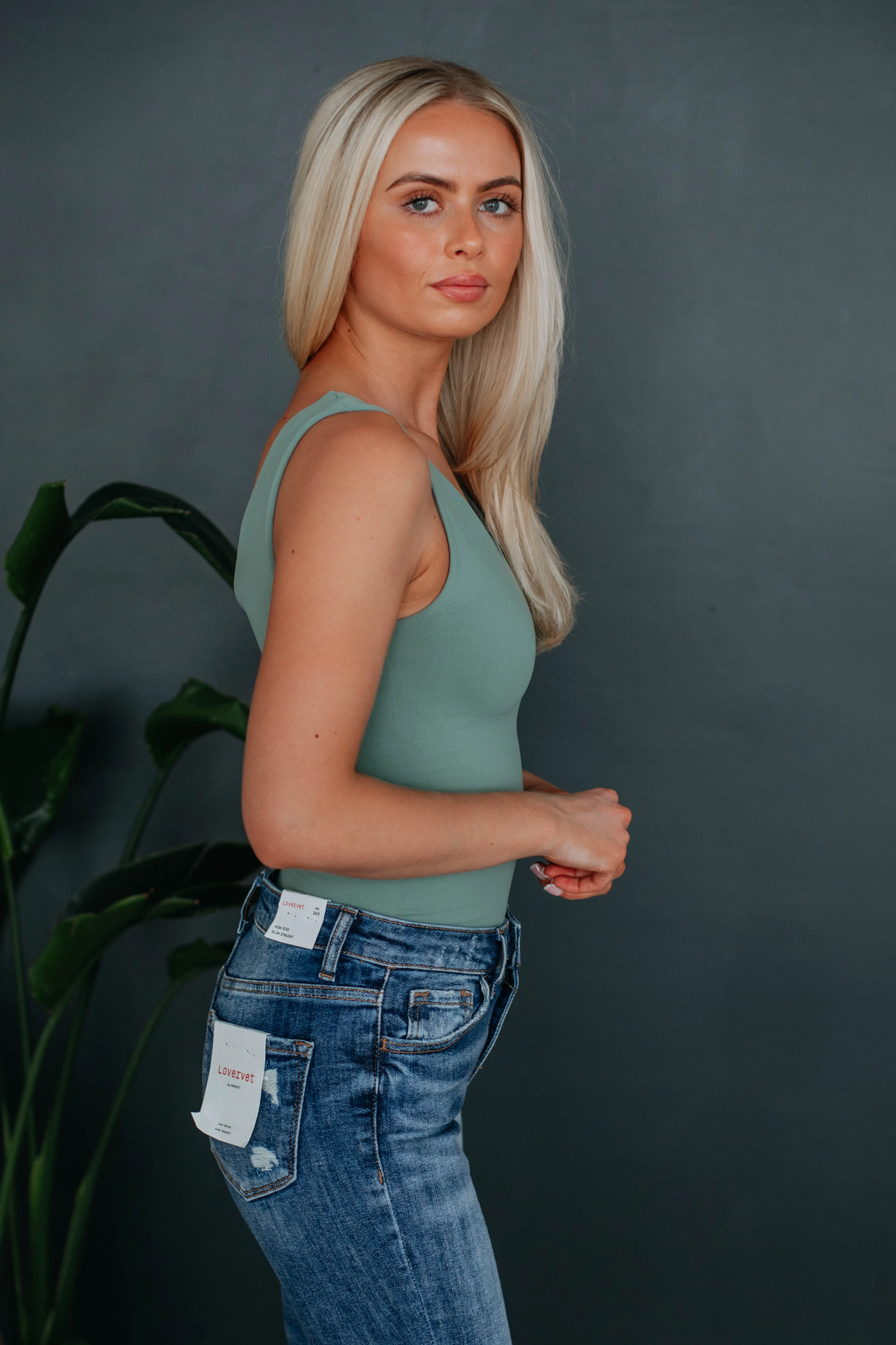 Sweet & Simple Bodysuit - Dusty Sage sold by Wild Oak Boutique product image thumbnail 3