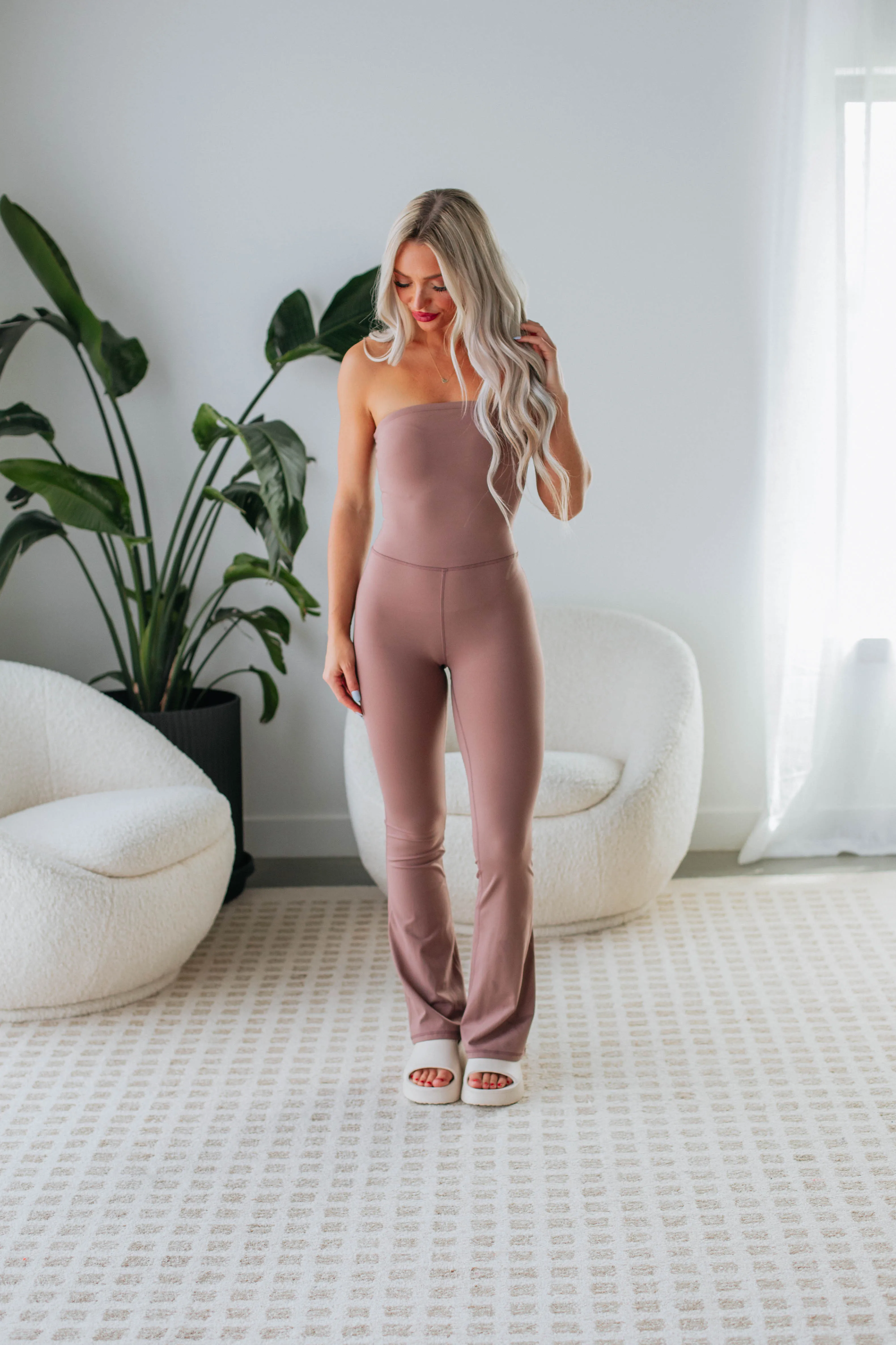 Zaylee Flare Jumpsuit - Mocha sold by Wild Oak Boutique