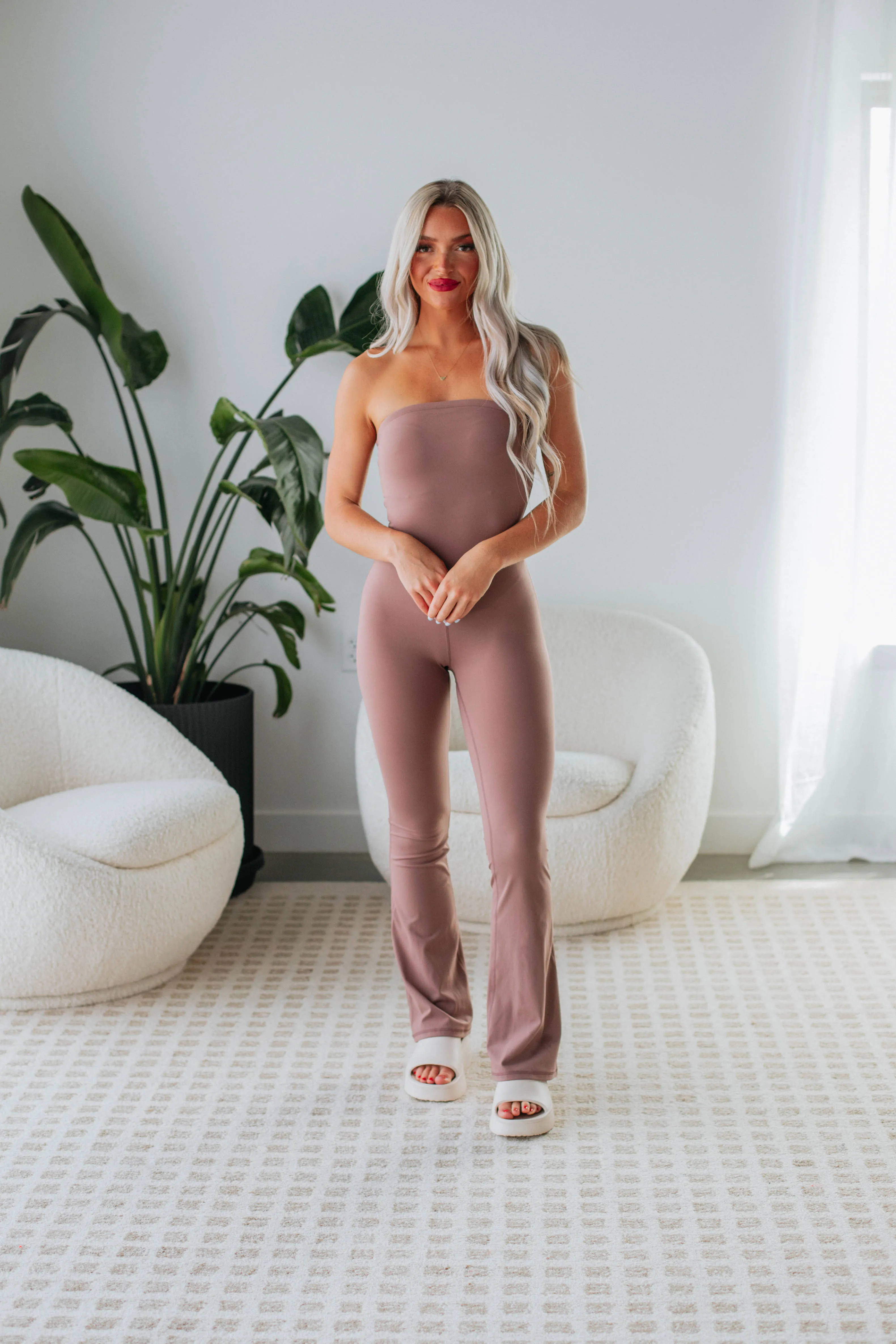 Zaylee Flare Jumpsuit - Mocha sold by Wild Oak Boutique product image thumbnail 3