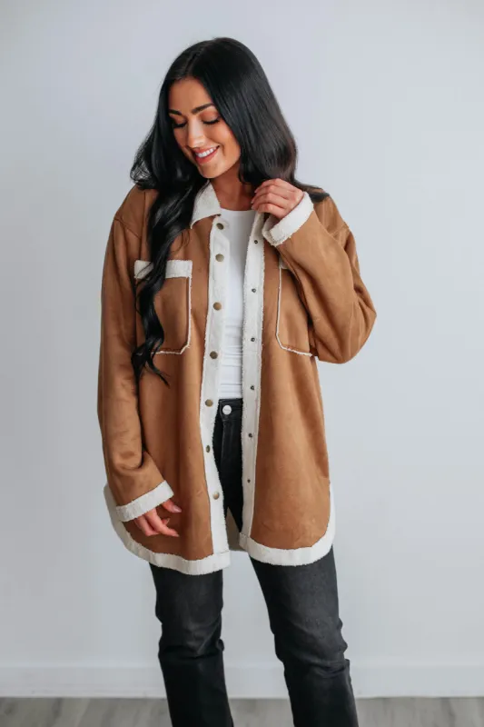 Ensley Suede Shacket - Camel sold by Wild Oak Boutique