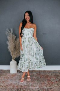 Layla Floral Dress - Basil sold by Wild Oak Boutique