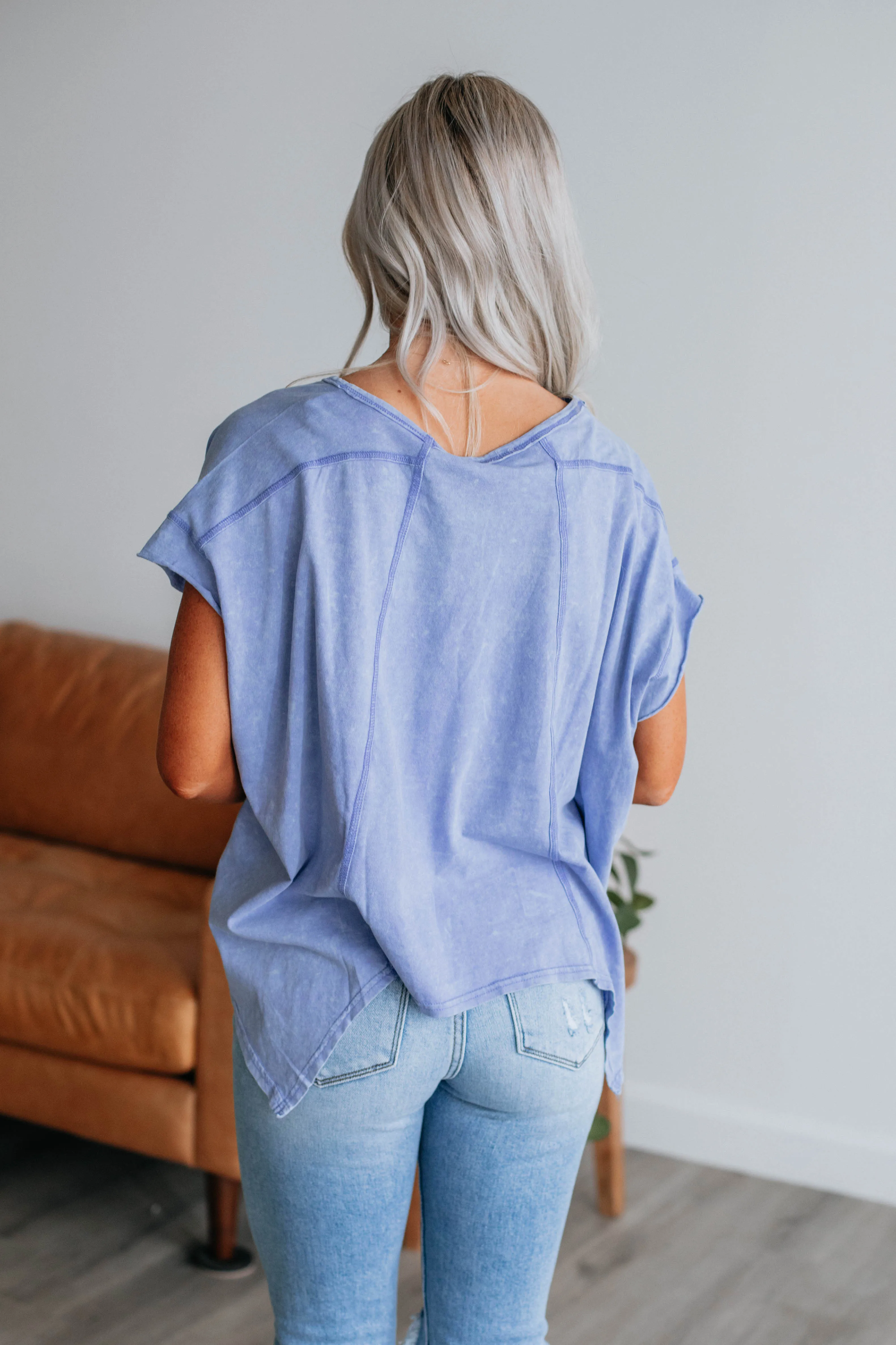 Otto Oversized Tee - Periwinkle sold by Wild Oak Boutique product image thumbnail 4