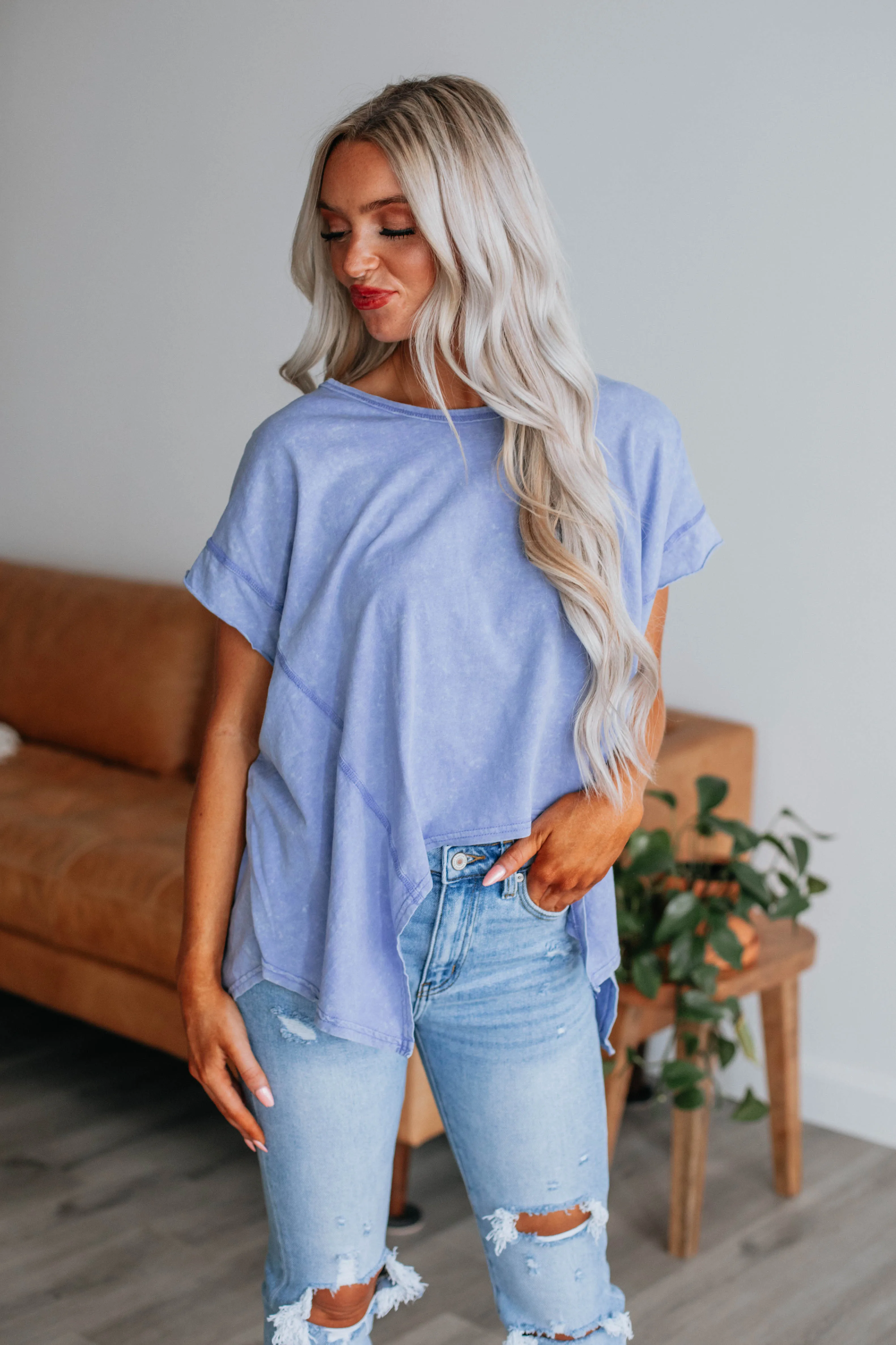 Otto Oversized Tee - Periwinkle sold by Wild Oak Boutique product image thumbnail 5