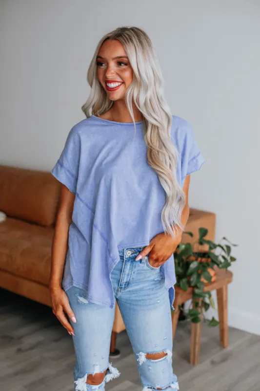 Otto Oversized Tee - Periwinkle sold by Wild Oak Boutique