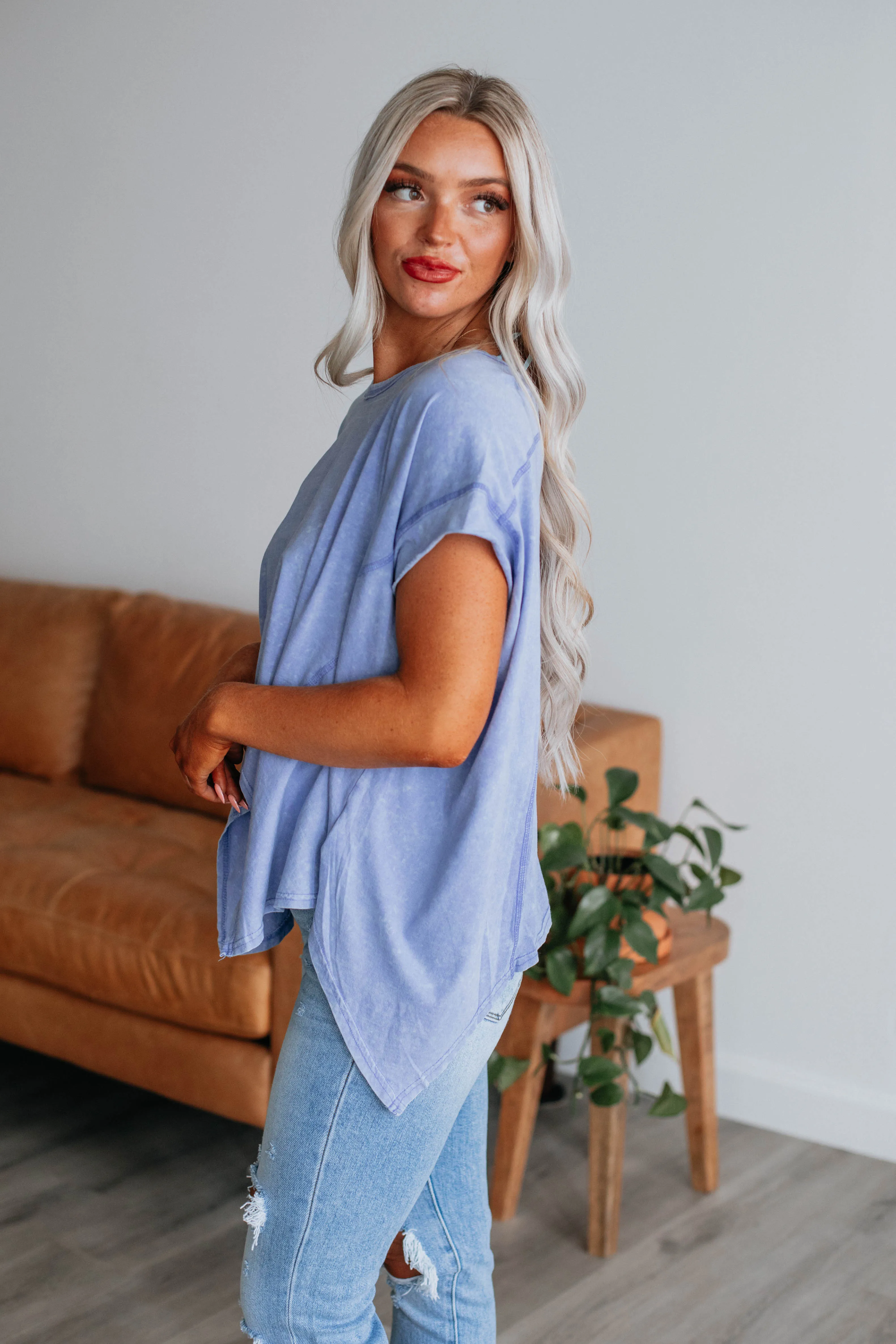 Otto Oversized Tee - Periwinkle sold by Wild Oak Boutique product image thumbnail 3