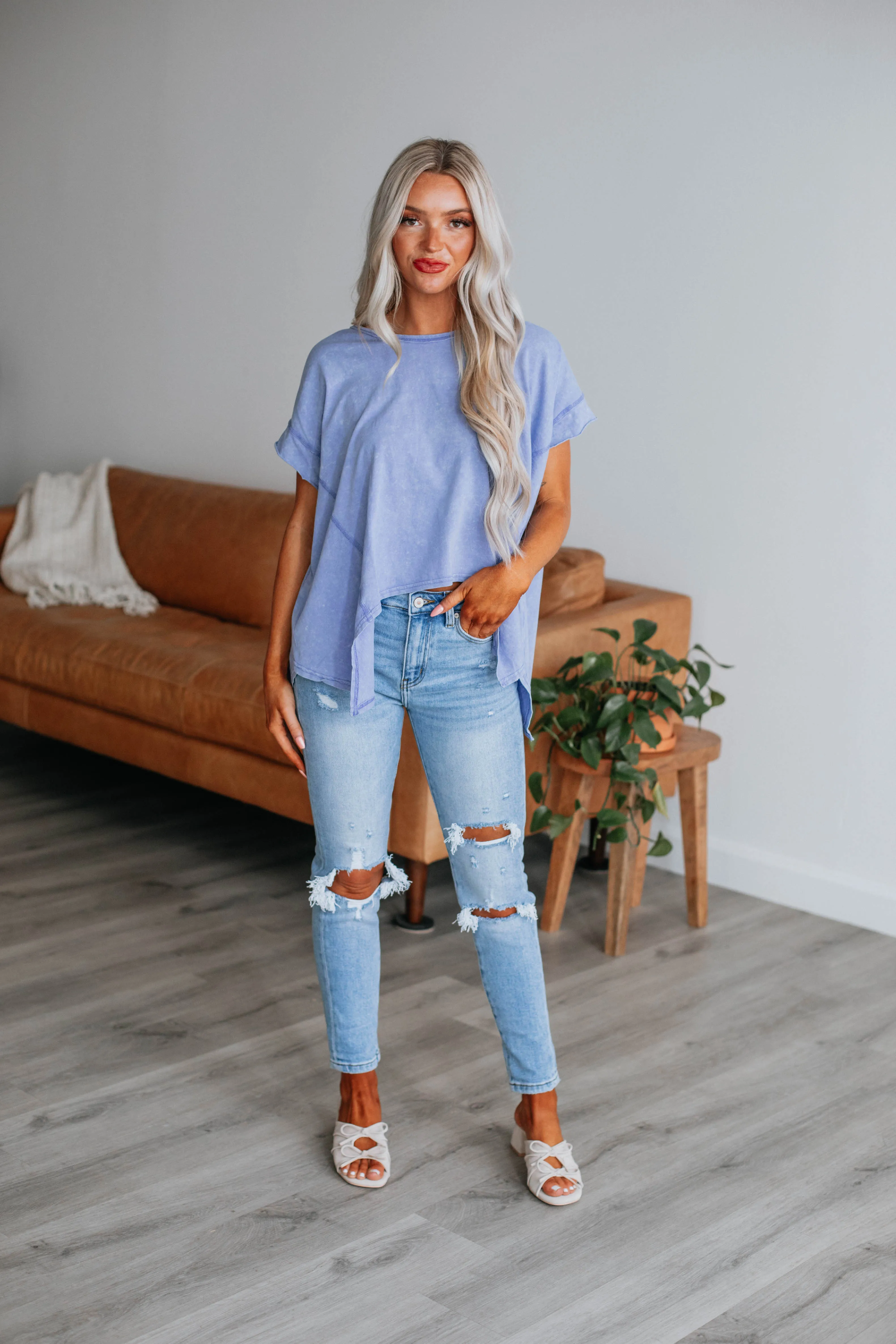 Otto Oversized Tee - Periwinkle sold by Wild Oak Boutique product image thumbnail 2