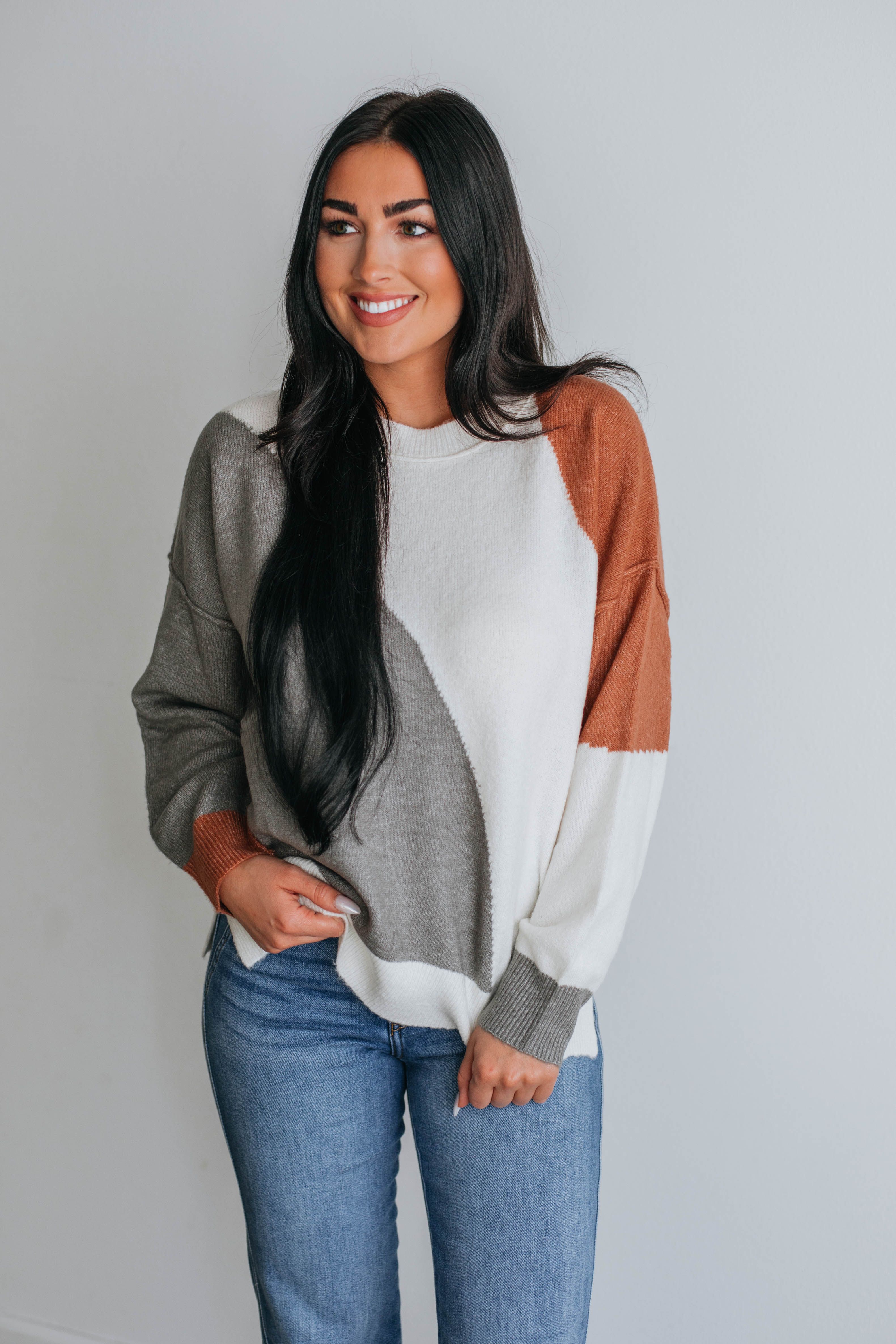 Miranda Colorblock Sweater - Grey Mix sold by Wild Oak Boutique product image thumbnail 3
