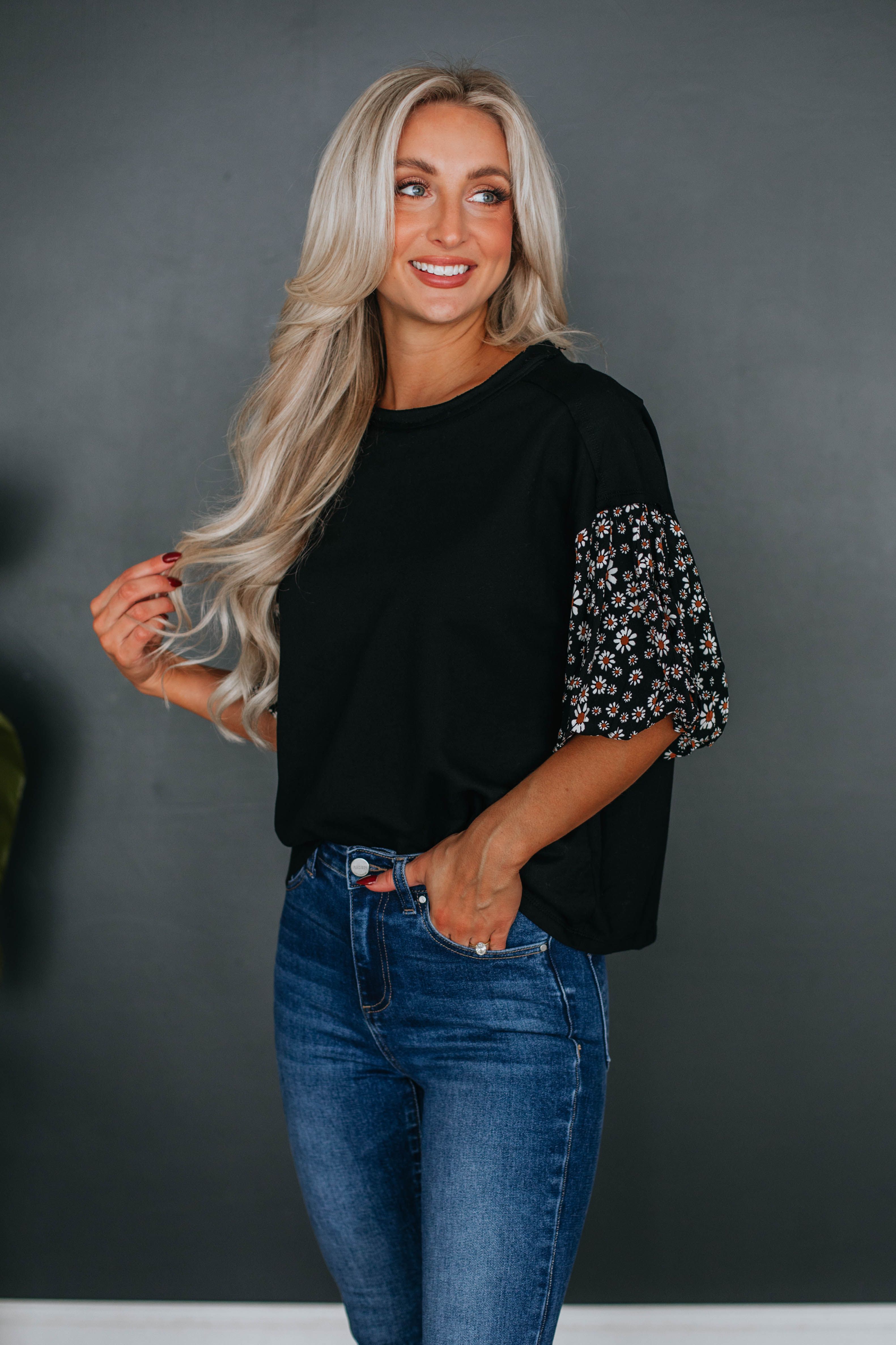 Ivy Floral Contrast Top sold by Wild Oak Boutique product image thumbnail 3