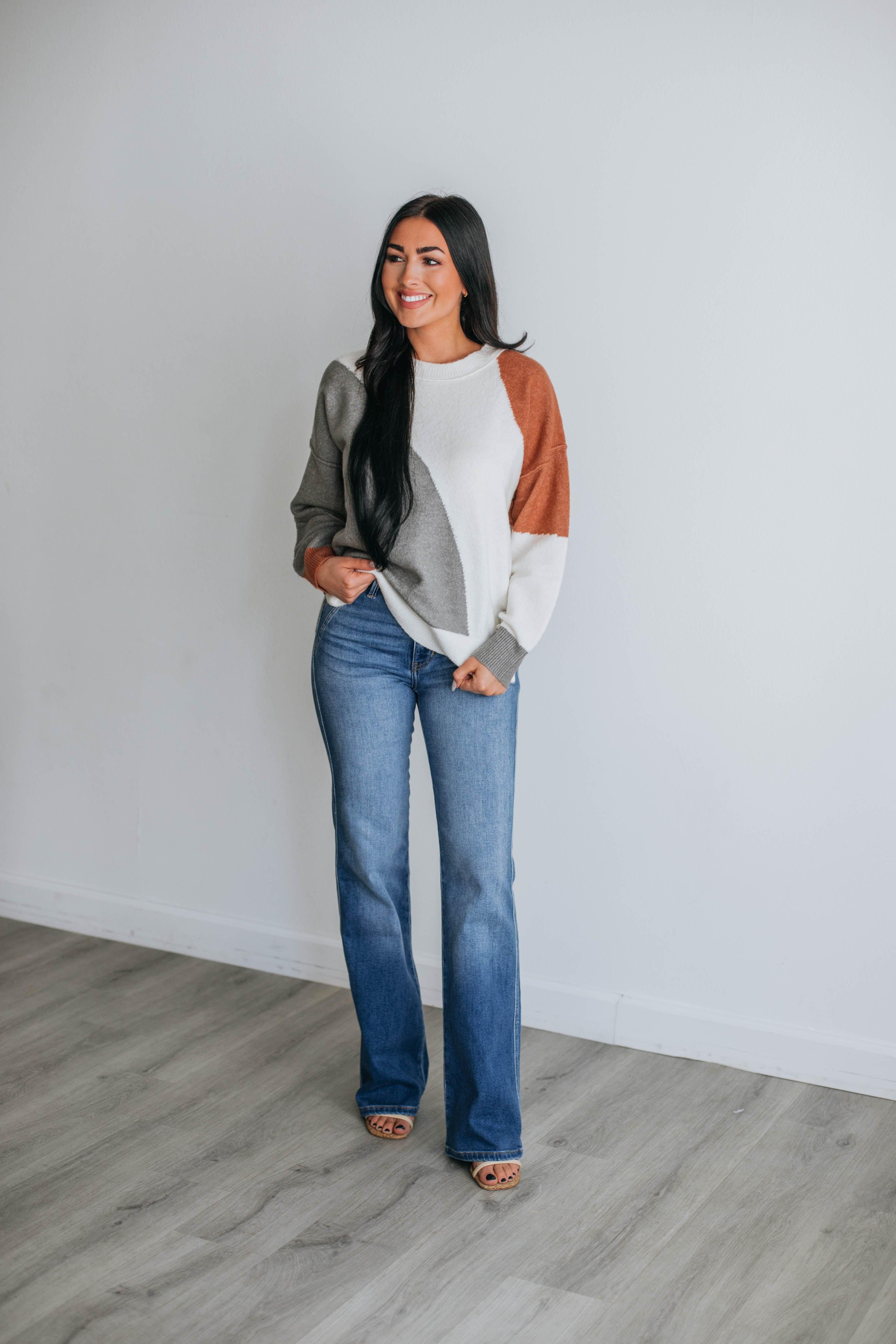 Miranda Colorblock Sweater - Grey Mix sold by Wild Oak Boutique product image thumbnail 2